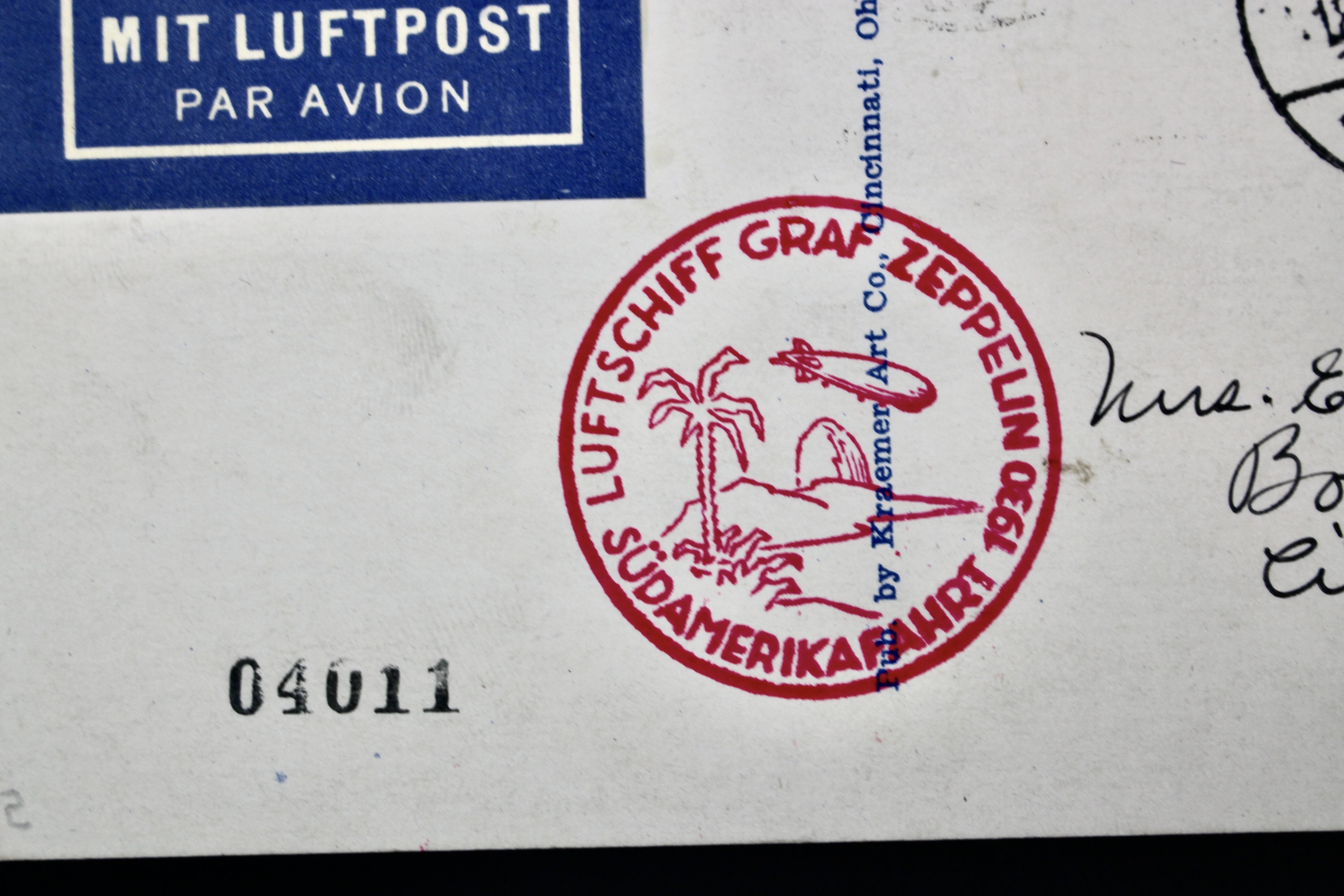 1930 Graf Zeppelin Postcard, Germany to Cincinnati, Masonic Temple