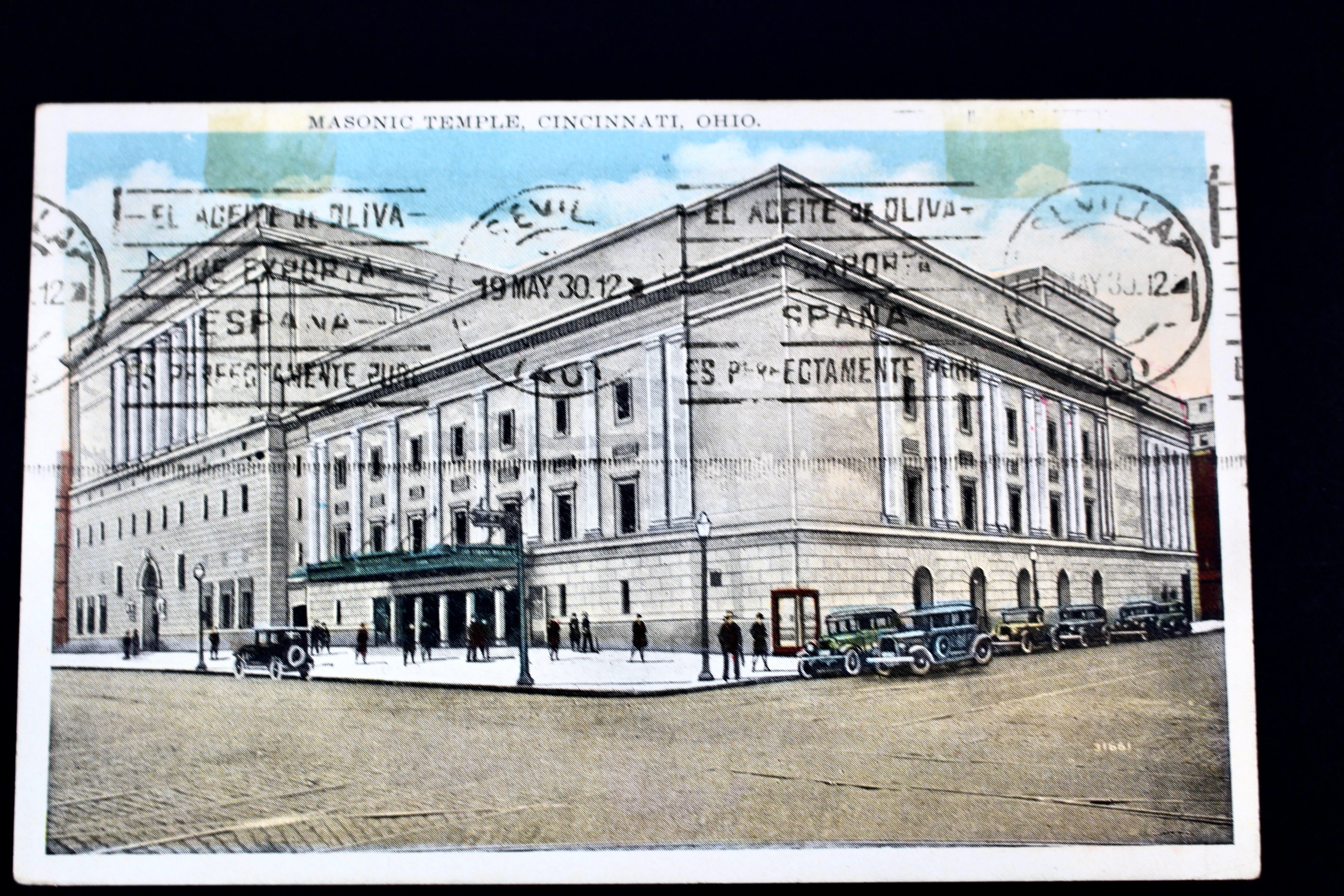 1930 Graf Zeppelin Postcard, Germany to Cincinnati, Masonic Temple