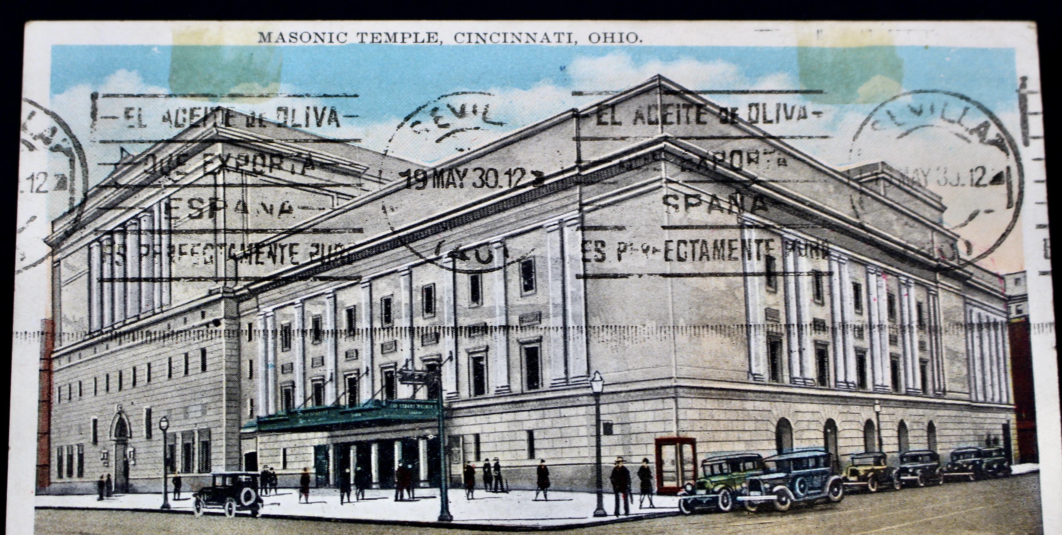 1930 Graf Zeppelin Postcard, Germany to Cincinnati, Masonic Temple