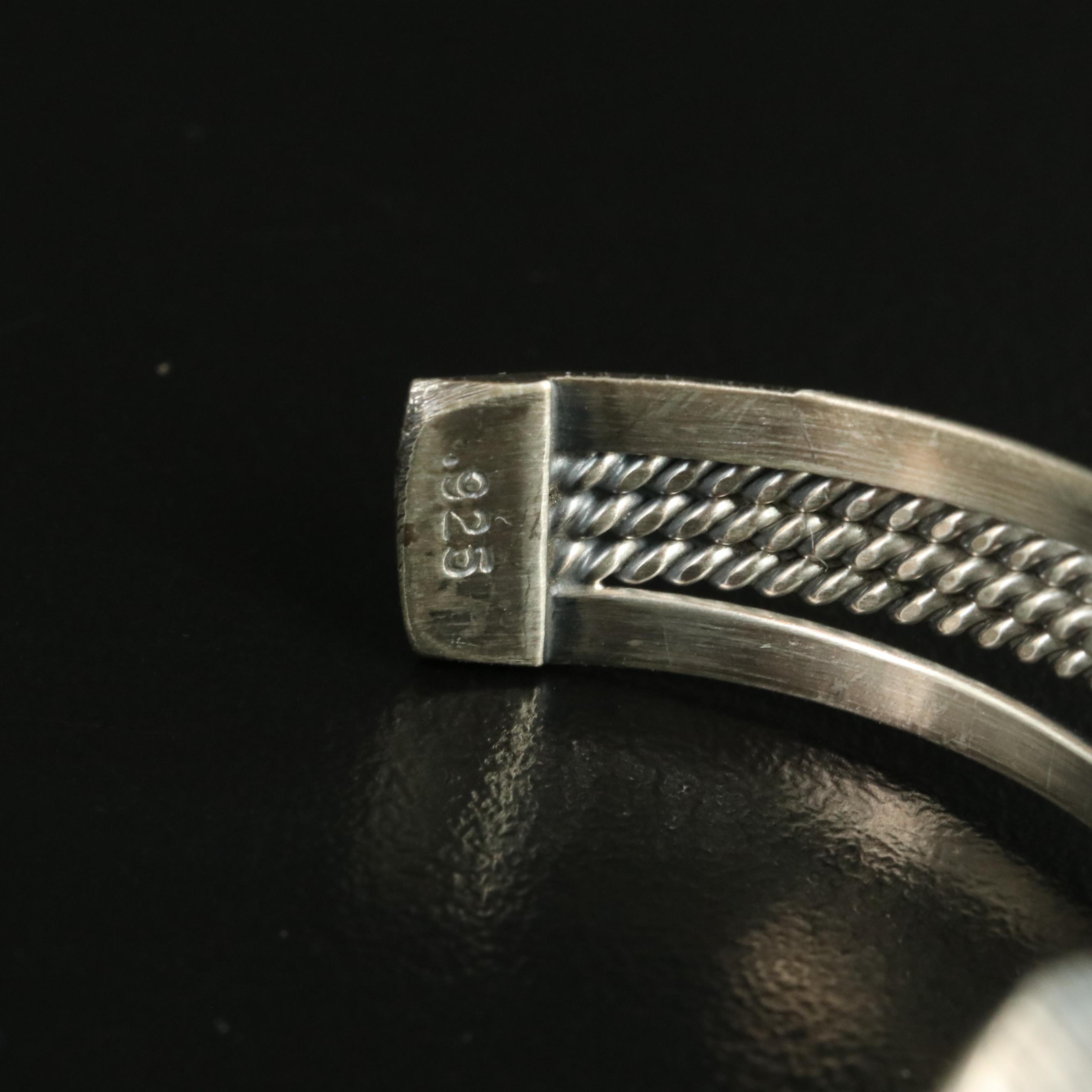 Sterling Turquoise Cuff with Feather Appliqué