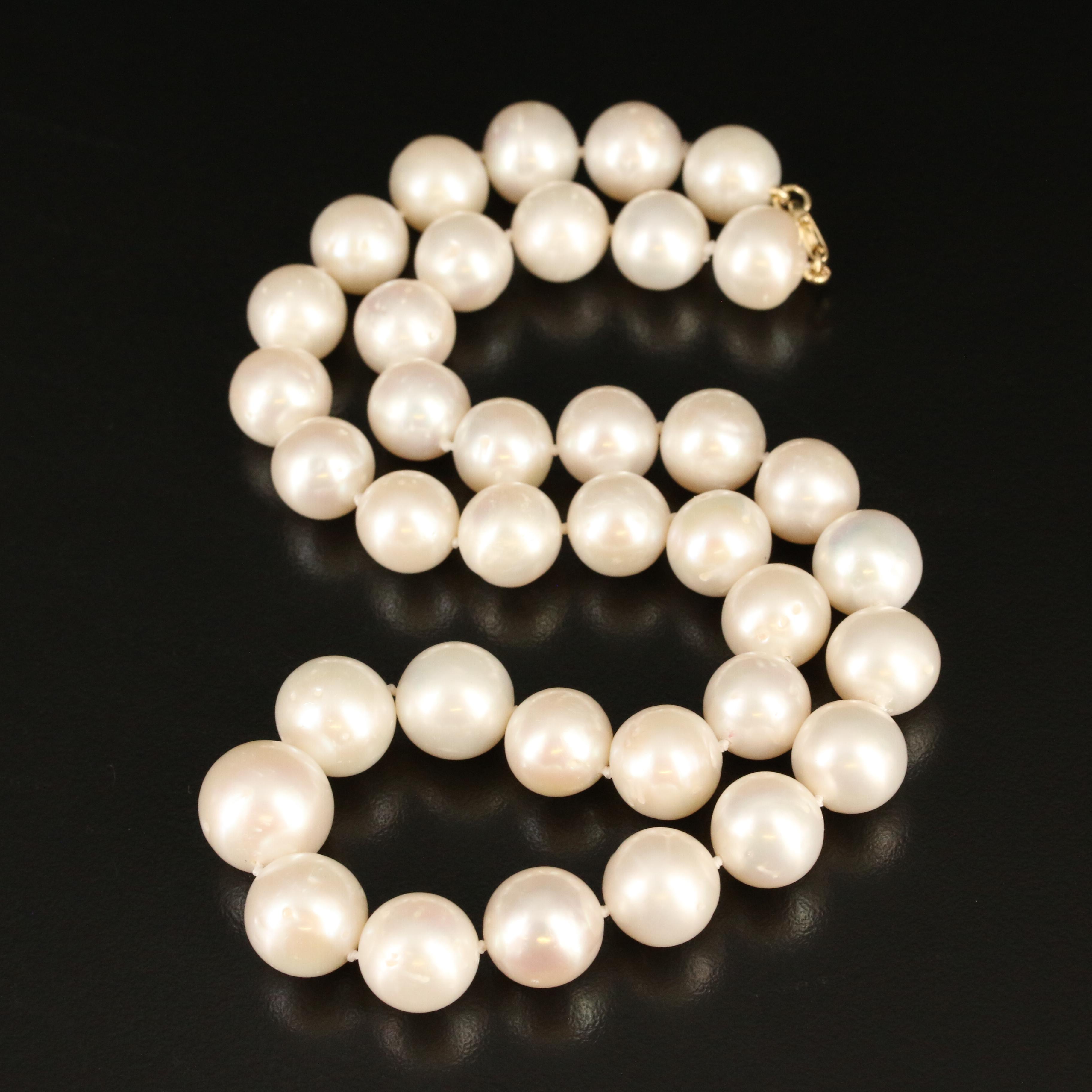 Graduated 10.00 - 13.00 mm Pearl Necklace with 14K Clasp