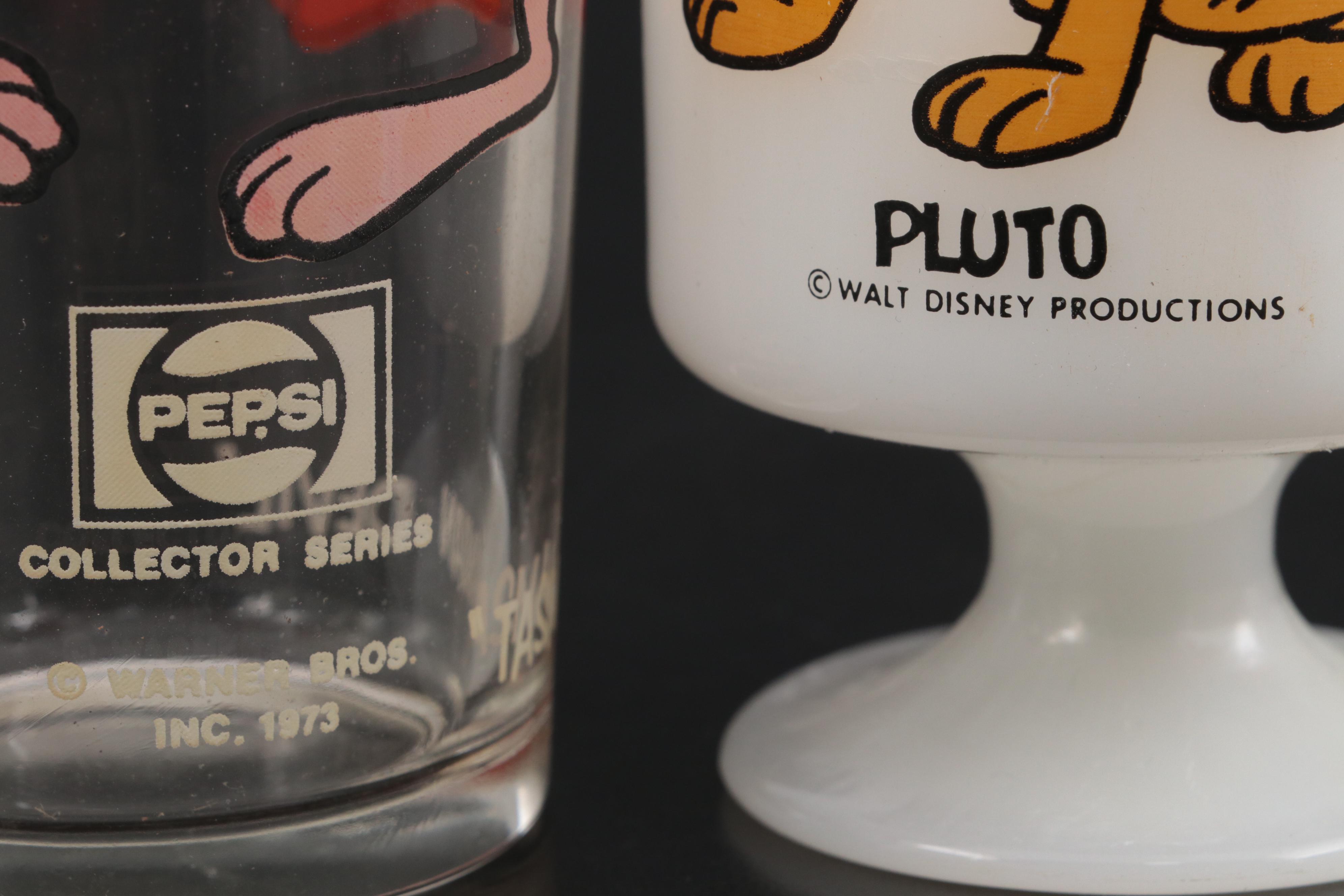 Pepsi Collector Series Looney Tunes Glasses with Walt Disney Pluto Mug