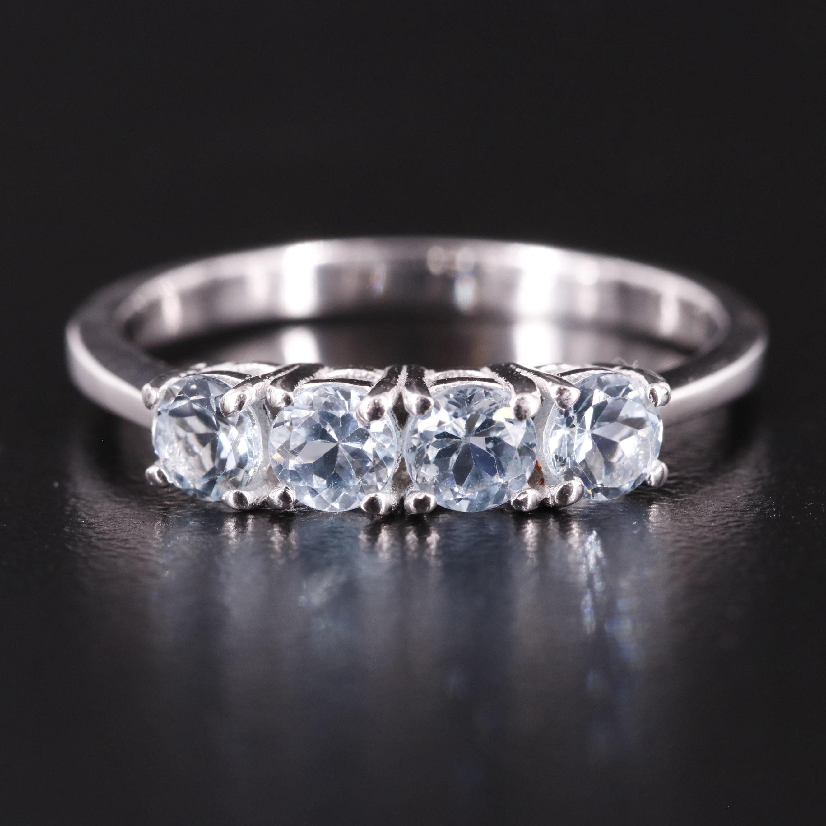 Sterling Blue Topaz Four Stone Ring