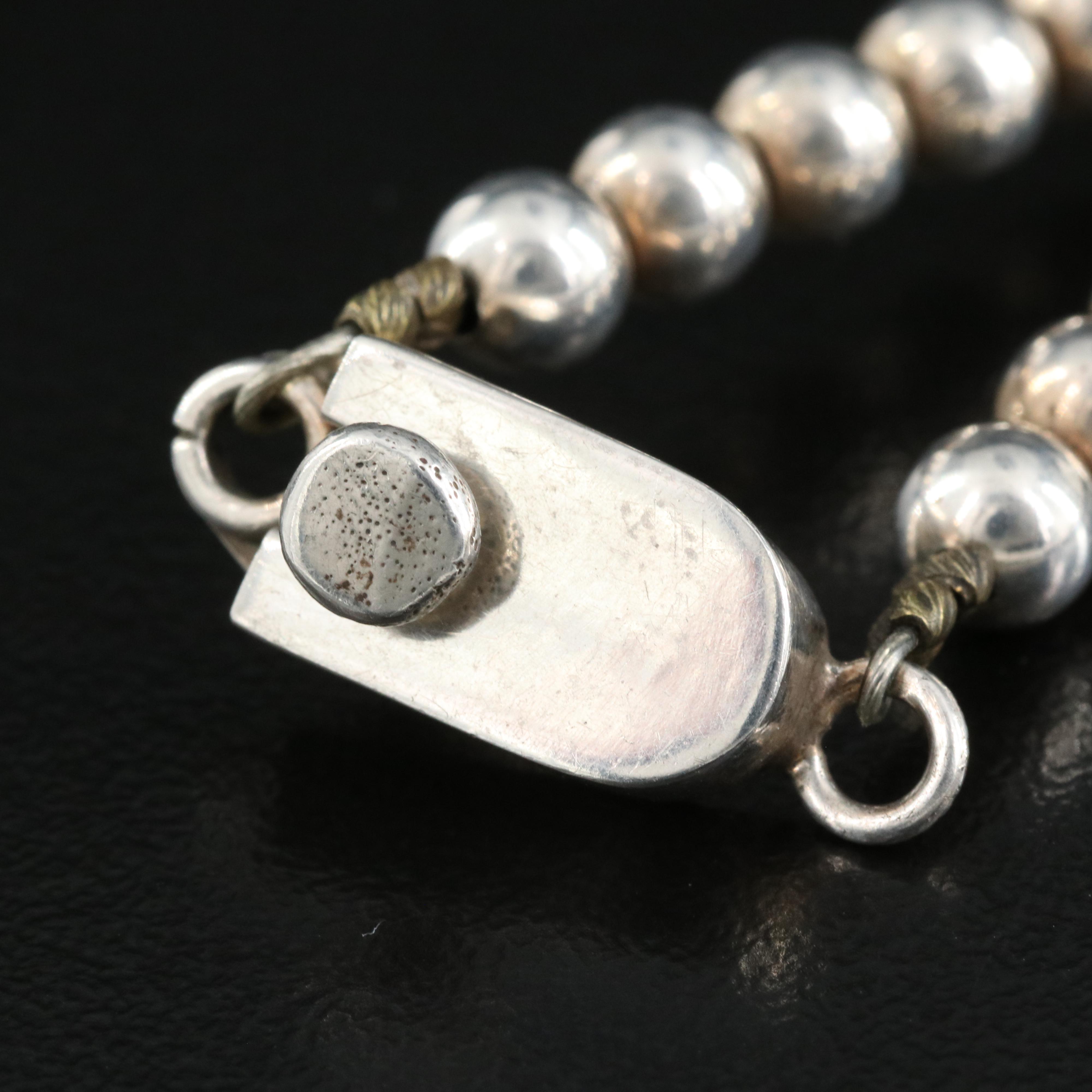 Mexican Sterling Graduated Bead Necklace