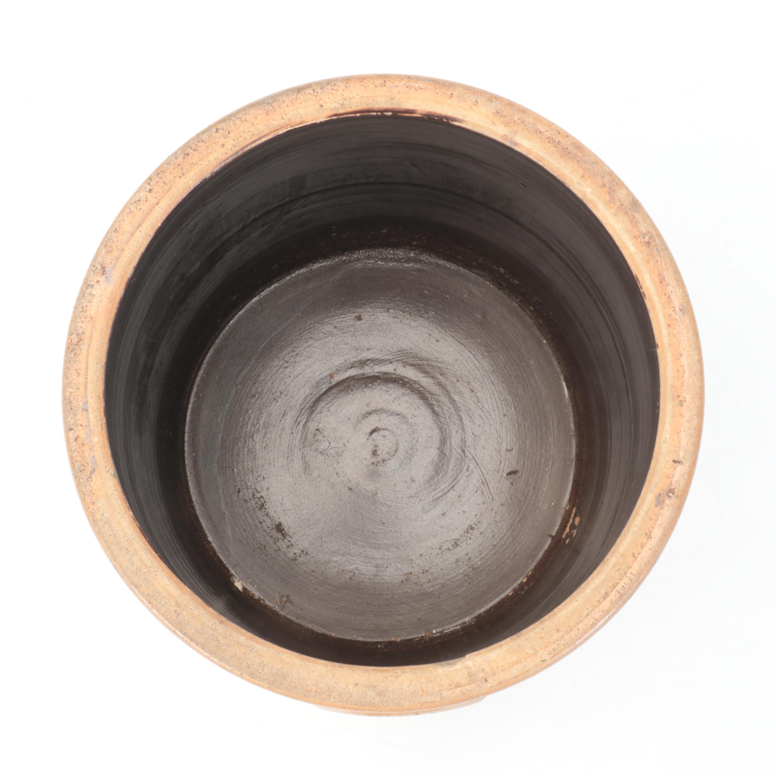 6 Gallon Salt Glaze Stoneware Crock with Stenciled Eagle Design, ca. 1876