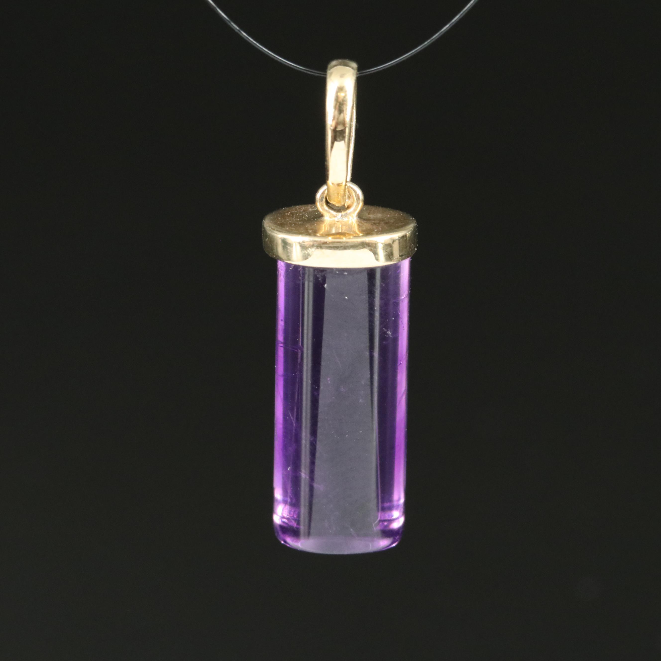 10K Oval Cylinder Pendant