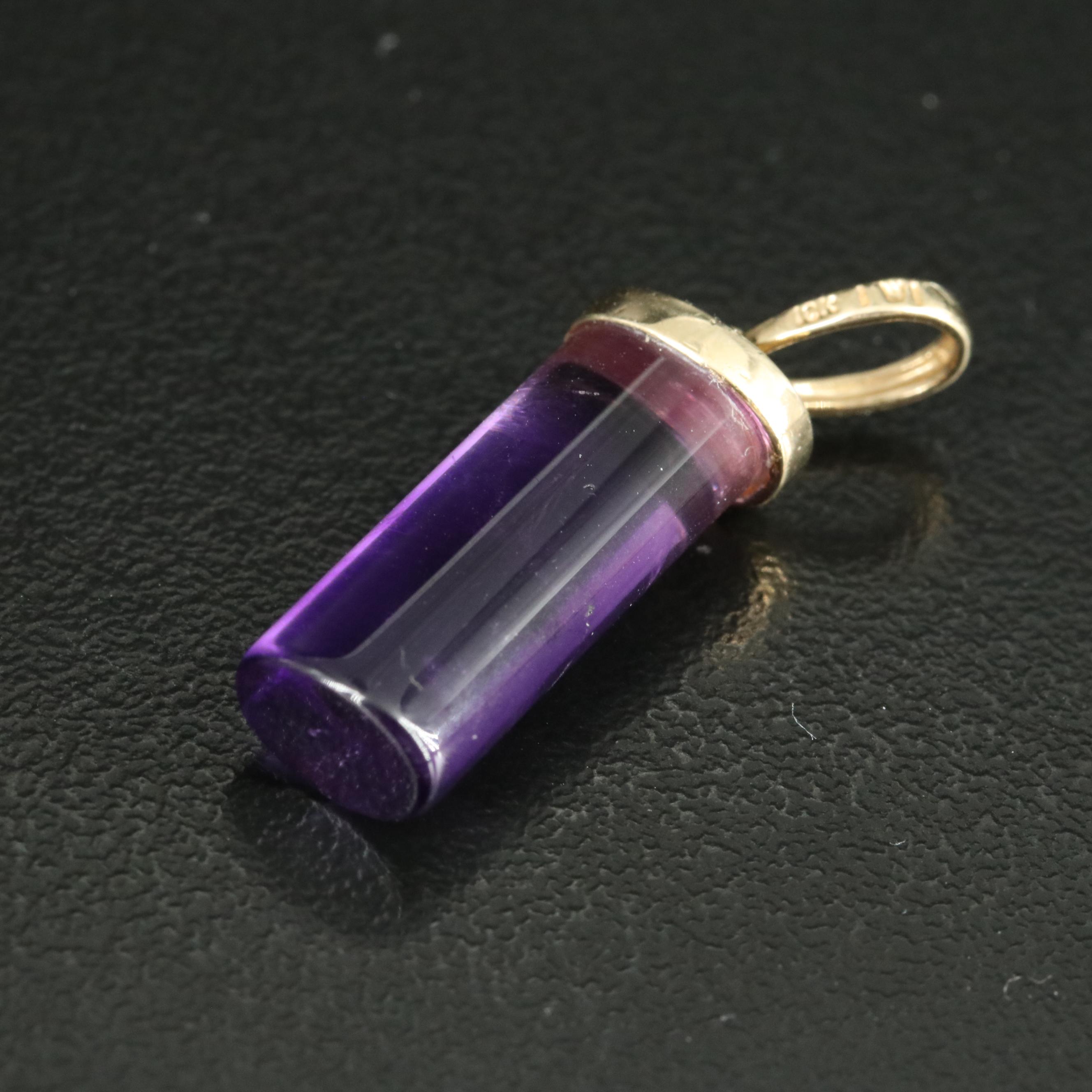 10K Oval Cylinder Pendant