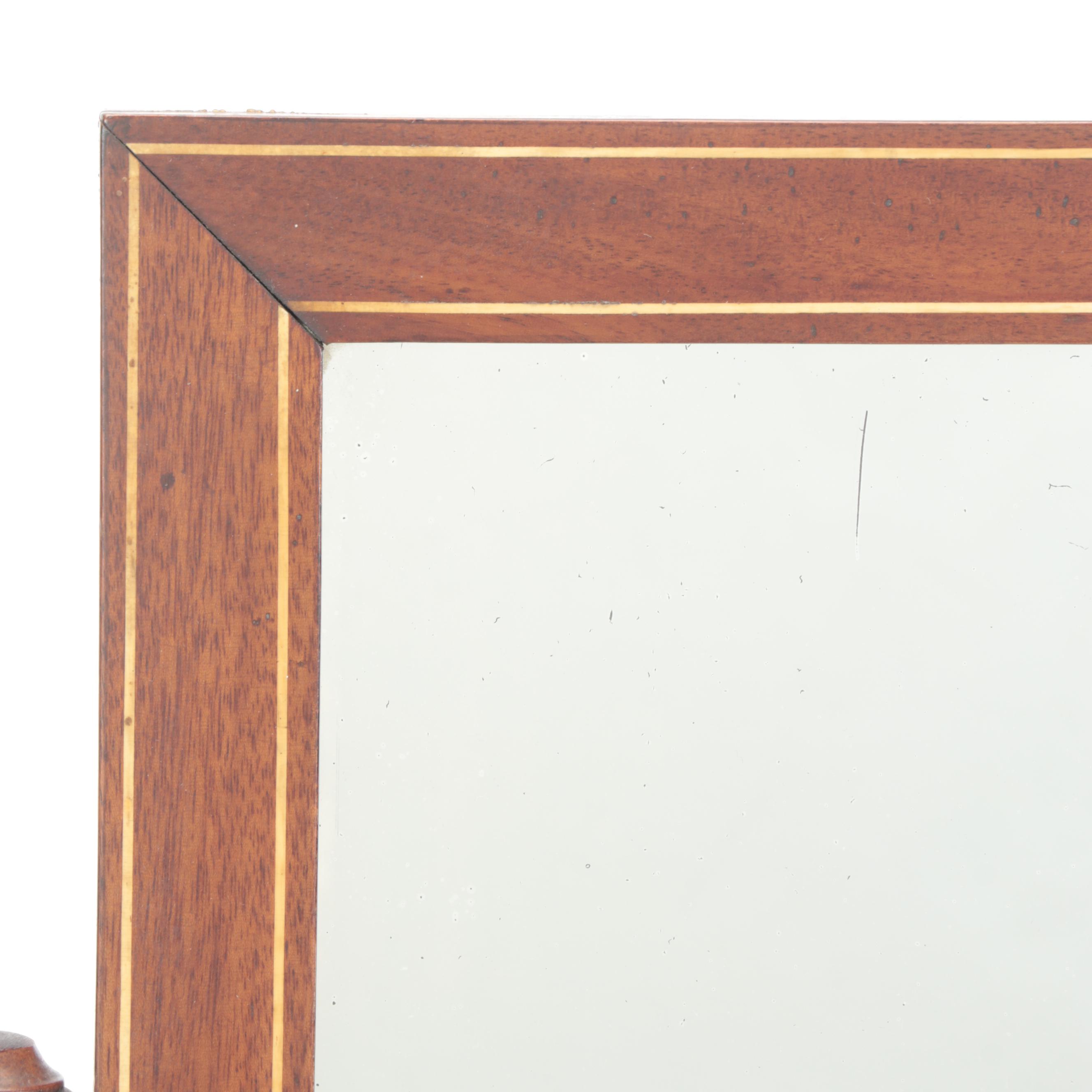 Chippendale Style String-Inlaid Mahogany Tabletop Cheval Mirror