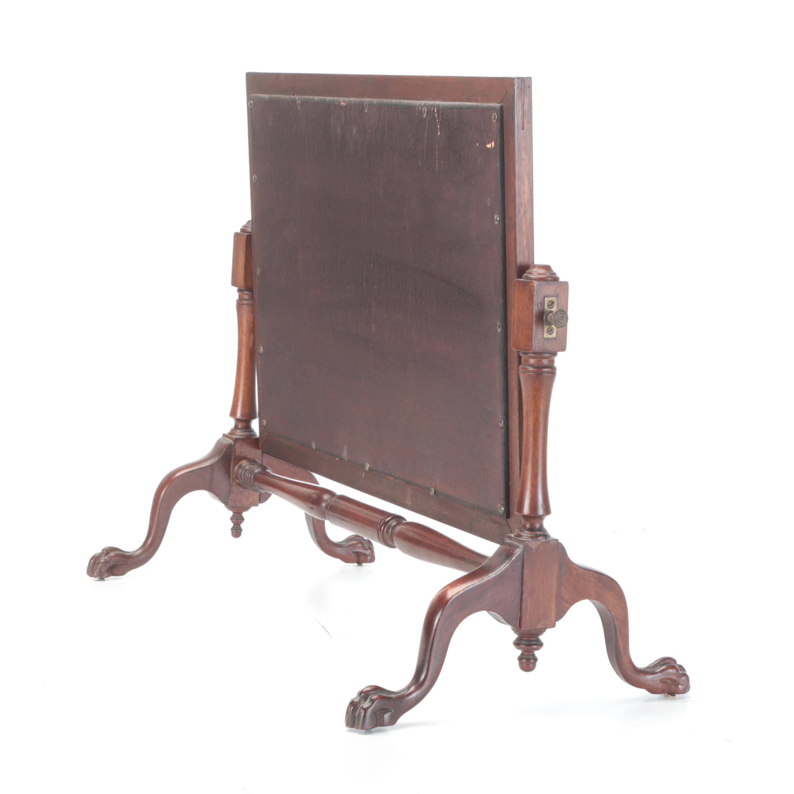 Chippendale Style String-Inlaid Mahogany Tabletop Cheval Mirror