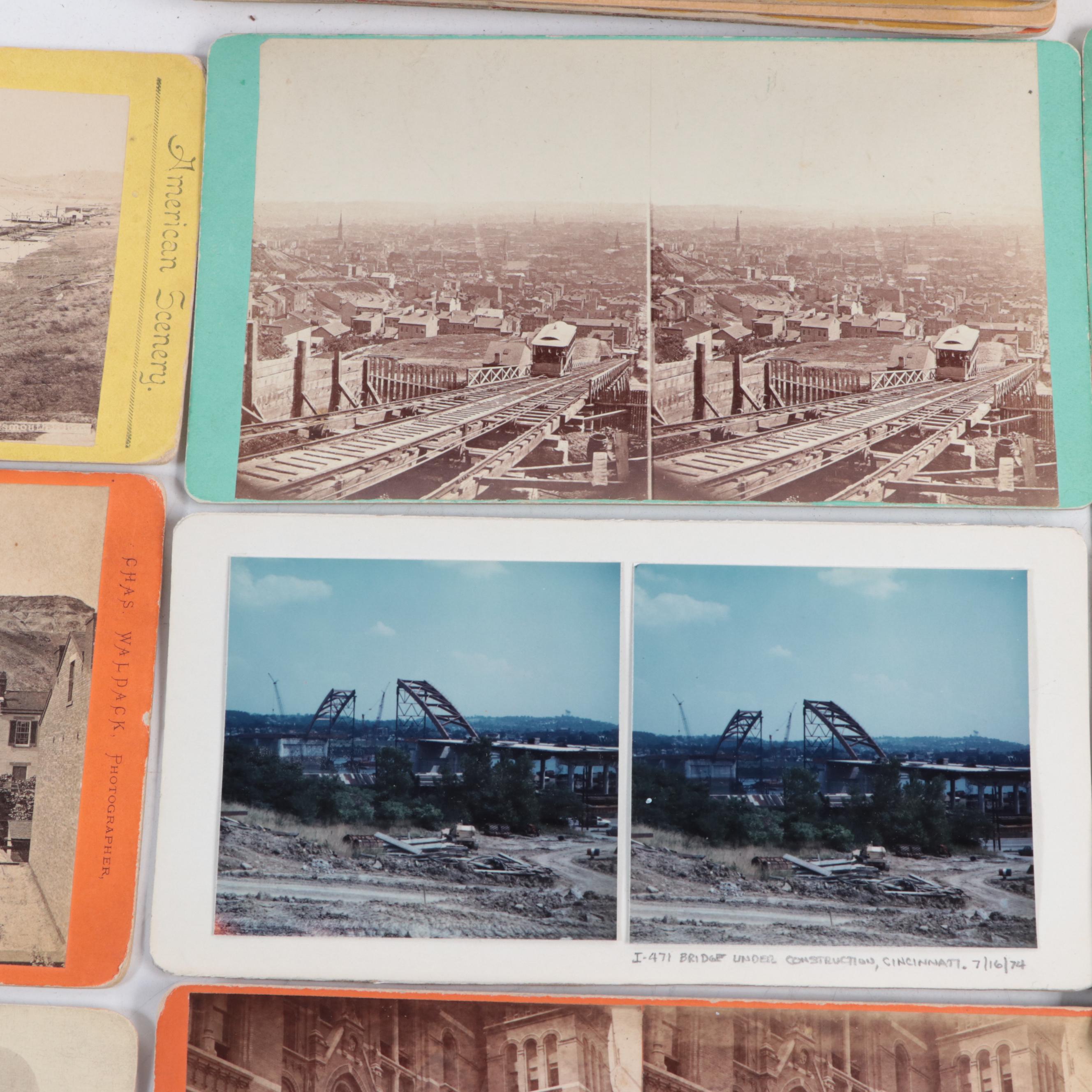 Cincinnati Ohio Cityscape and Landscape Stereoscope View Cards