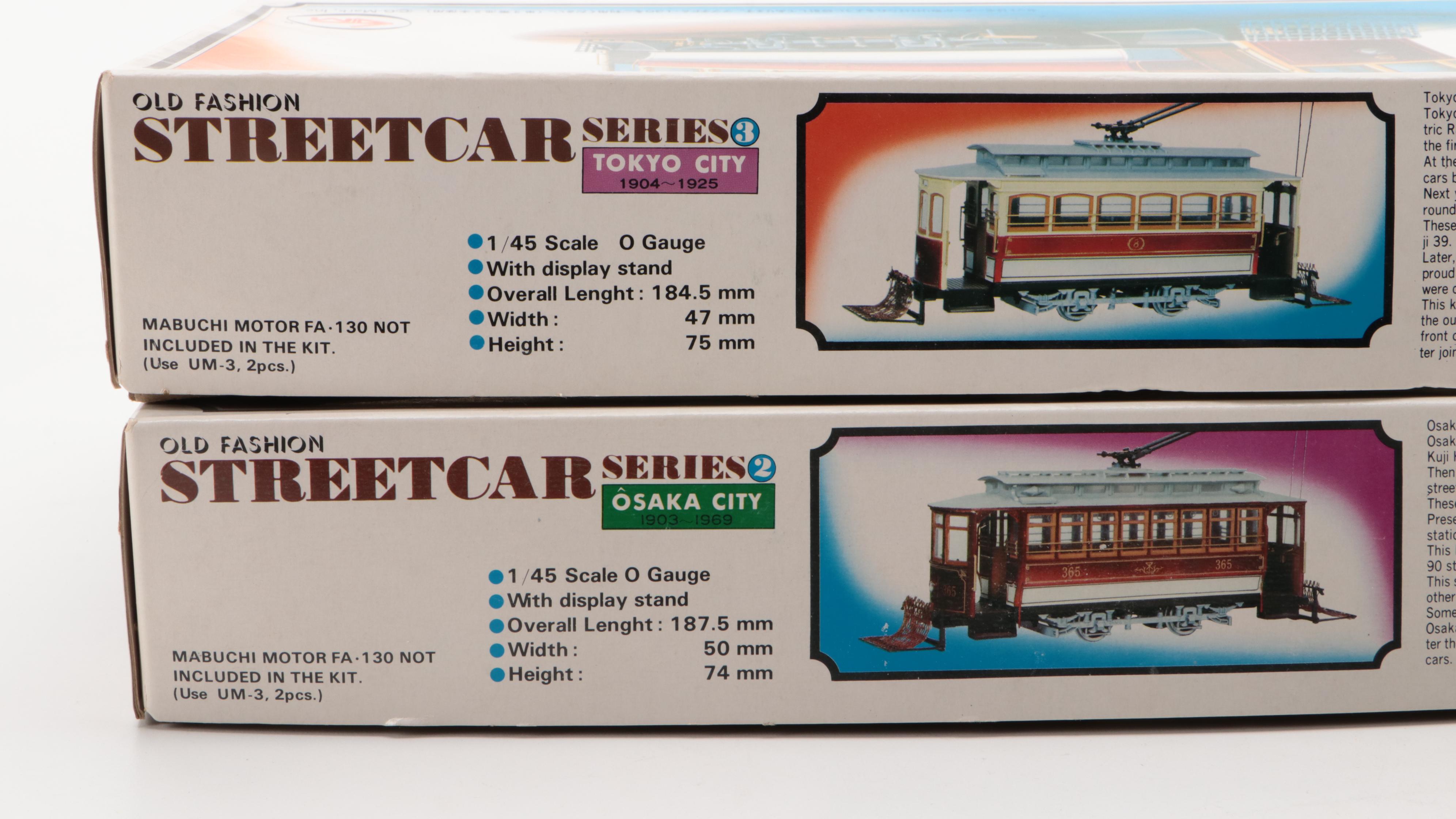 Japanese O Gauge Model Streetcars with Other Model Trolleys, Trucks and Cars