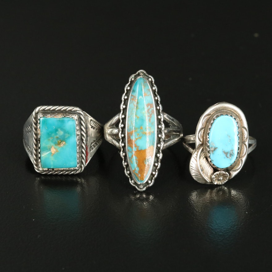 Western Sterling Turquoise Rings