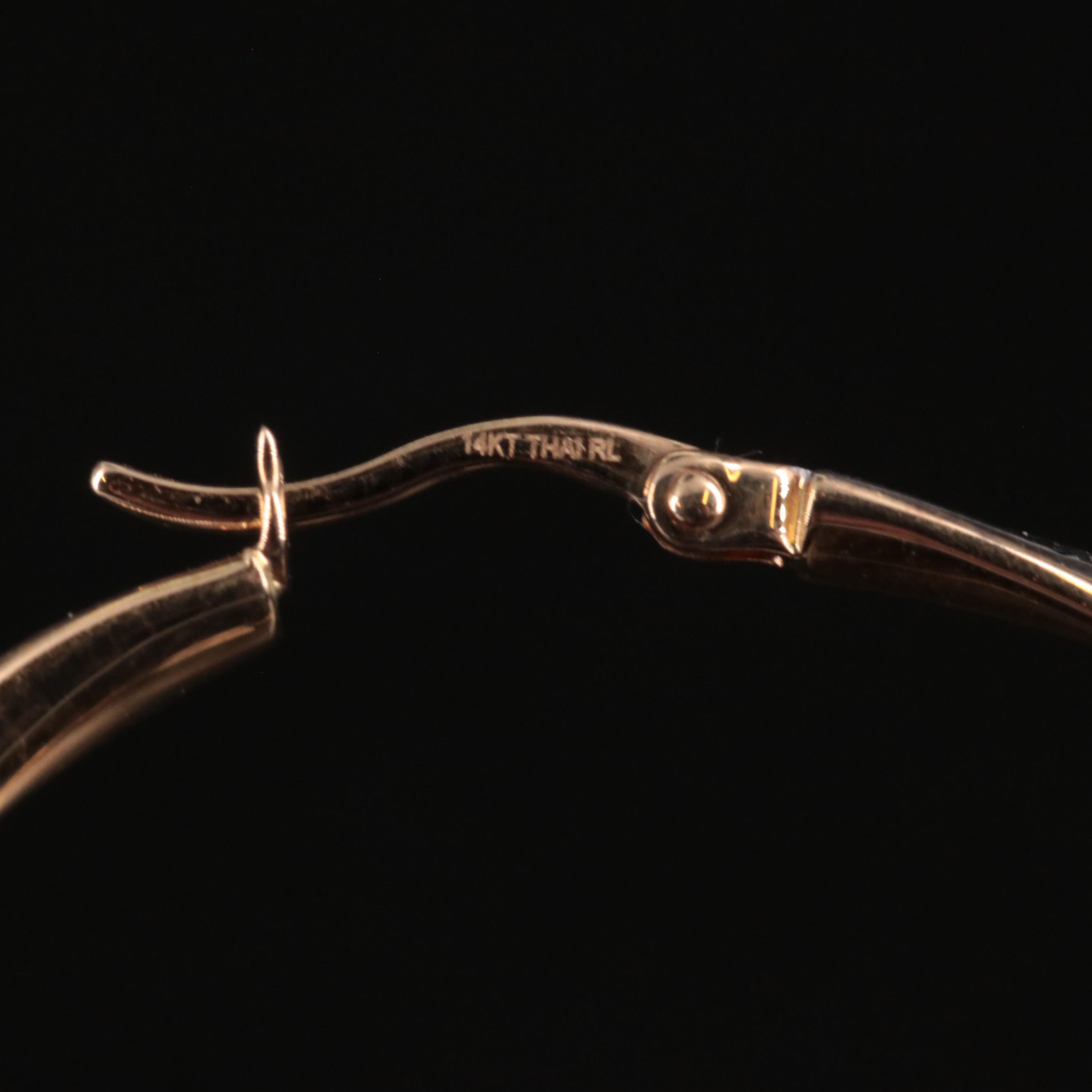 14K Two-Toned Diamond Cut Hoop Earrings