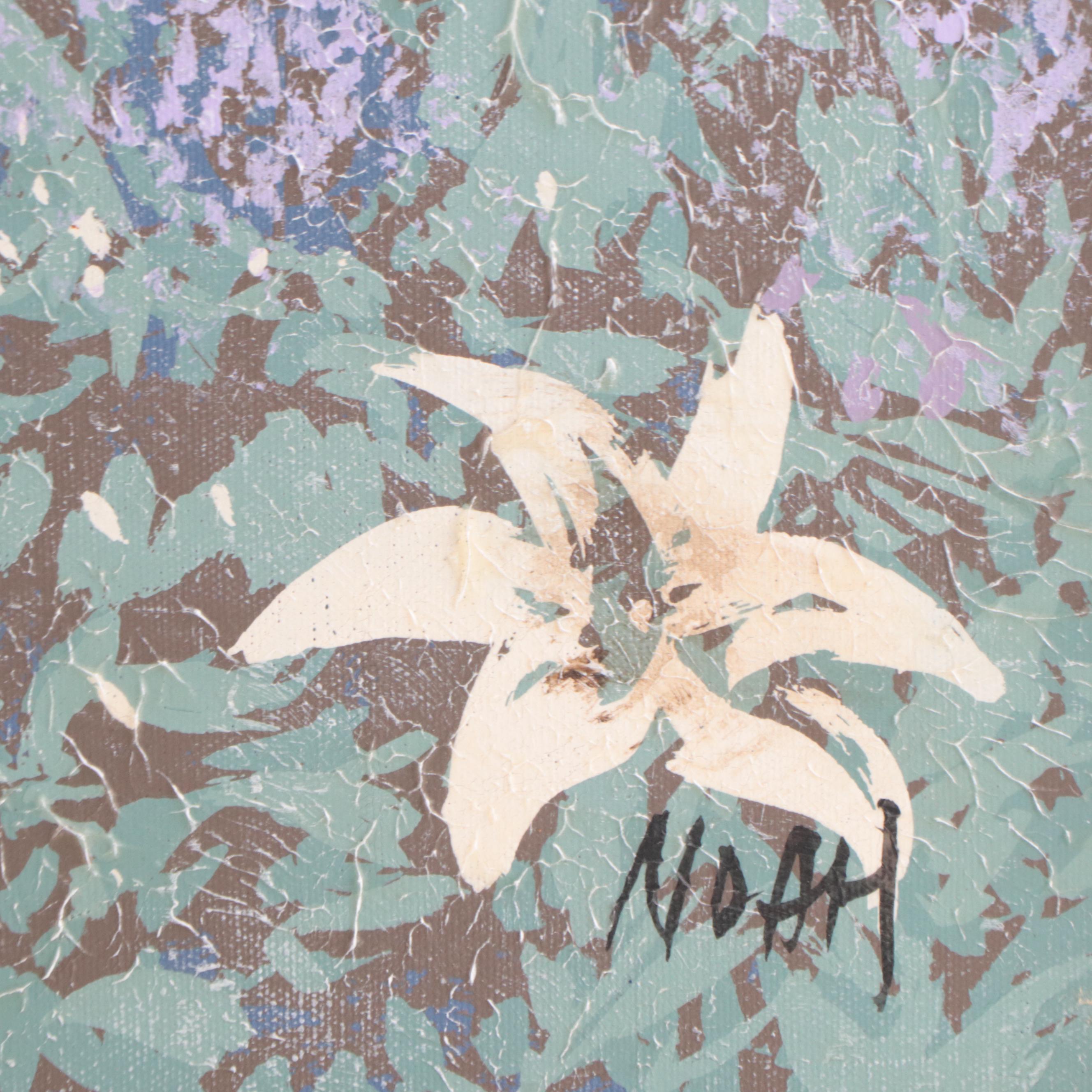 Oil Painting of Figure in Garden Scene