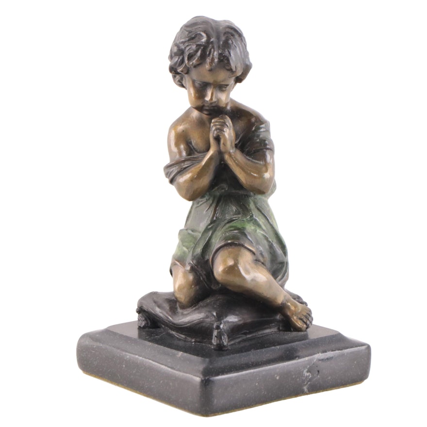 Bronze Sculpture After Auguste Moreau of Praying Child