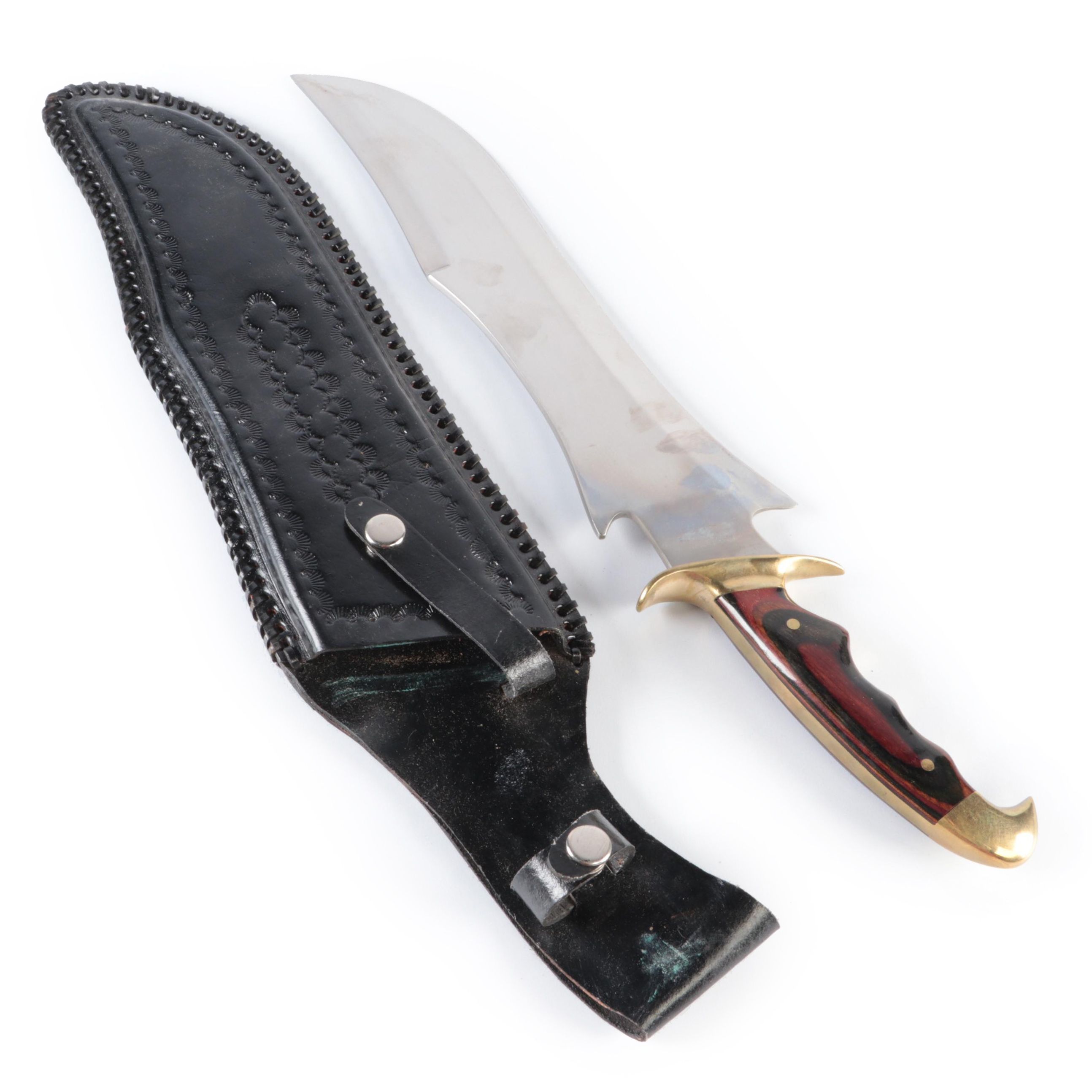 Stainless Steel Bowie Knife with Leather Scabbard