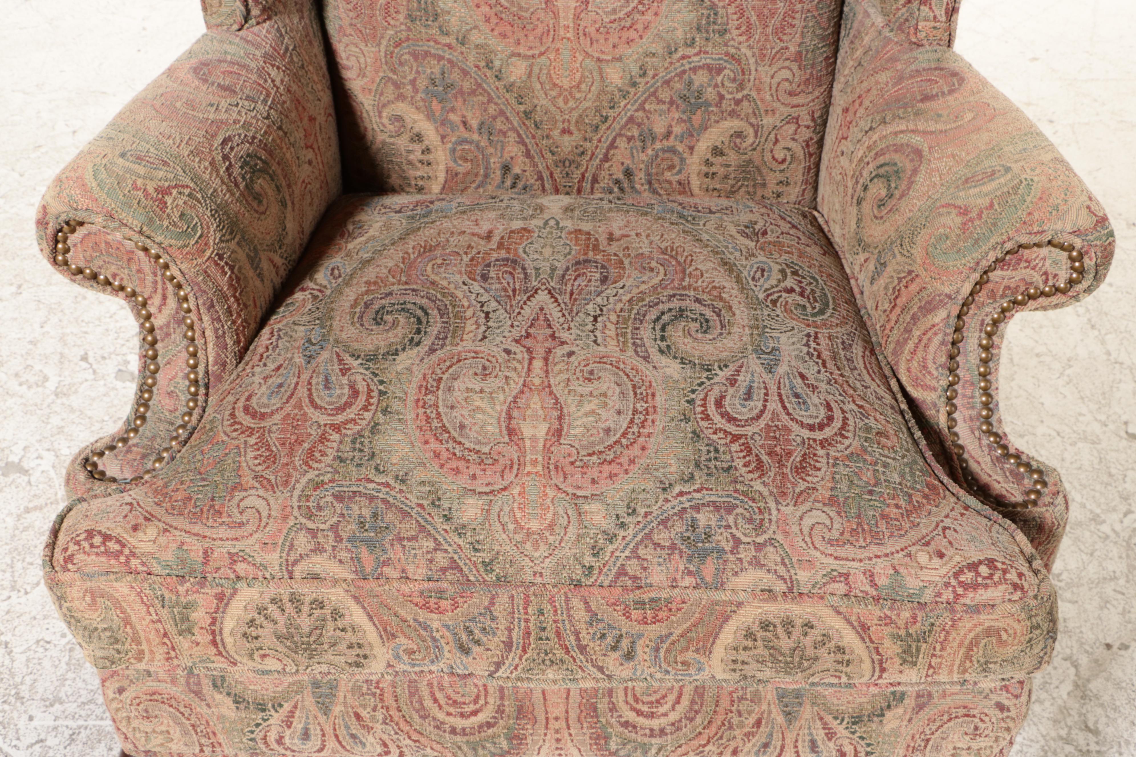 Queen Anne Style Custom-Upholstered Wingback Armchair