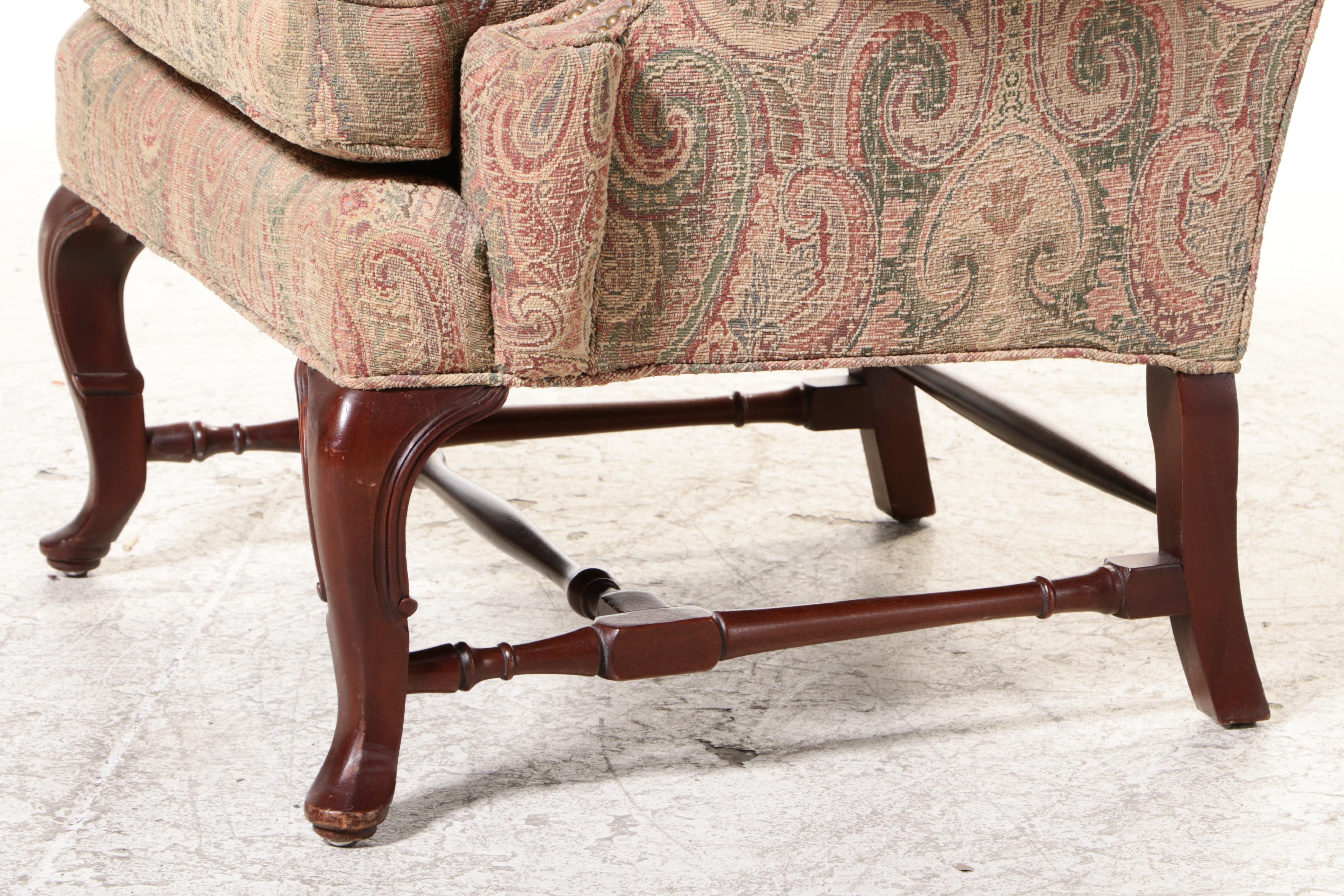 Queen Anne Style Custom-Upholstered Wingback Armchair