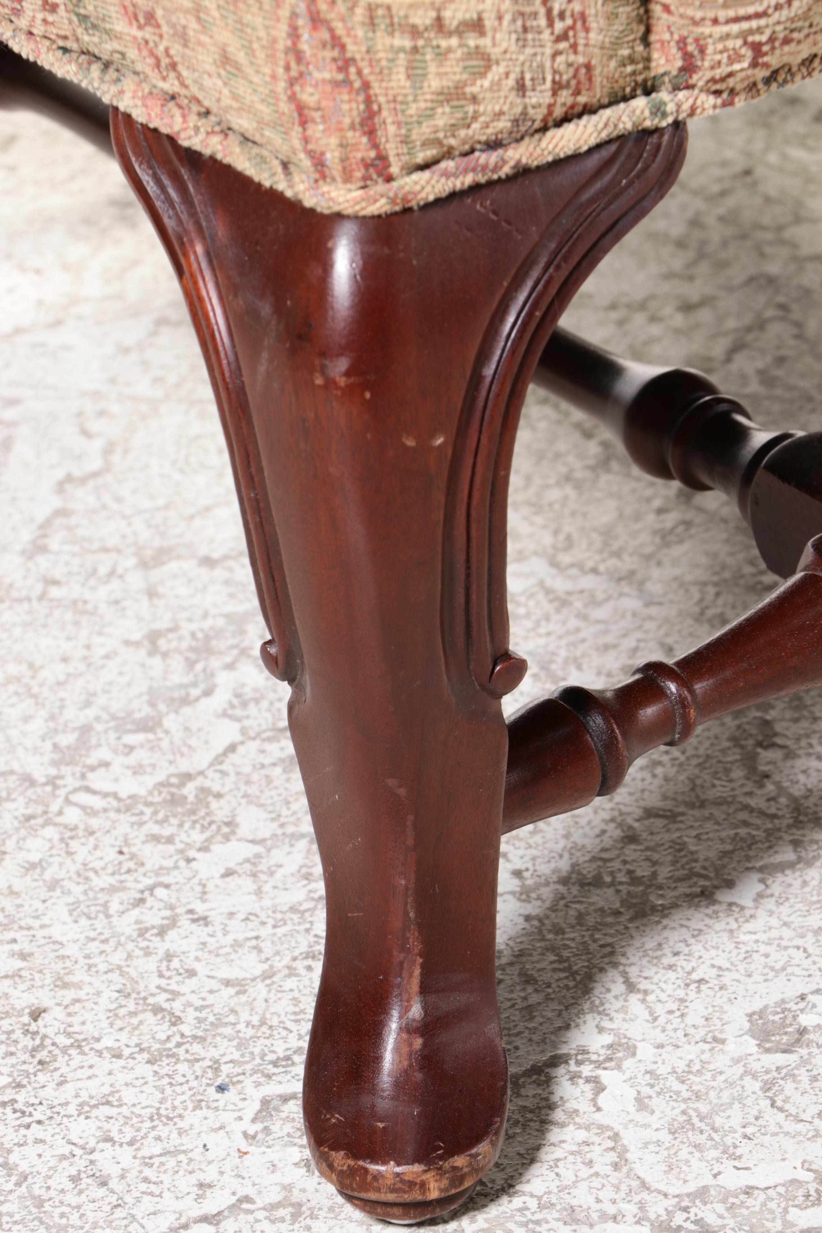 Queen Anne Style Custom-Upholstered Wingback Armchair