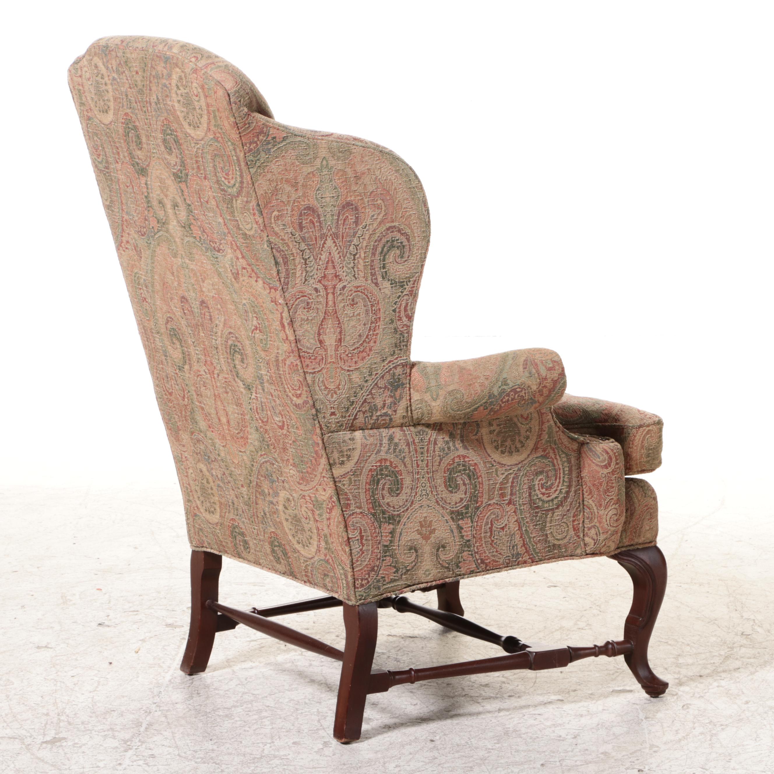 Queen Anne Style Custom-Upholstered Wingback Armchair