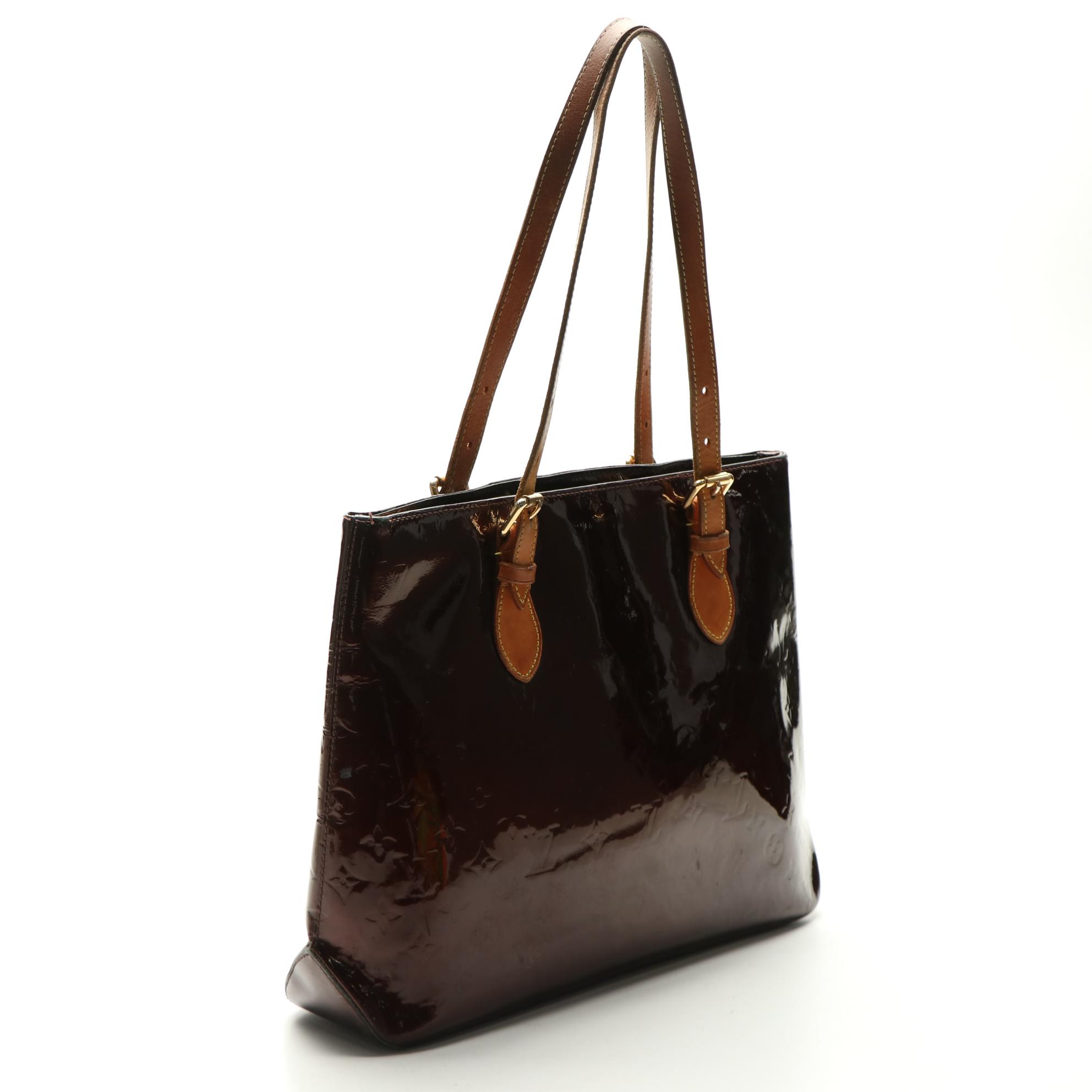 Louis Vuitton Brentwood Tote Bag in Monogram Vernis and Vachetta Leather