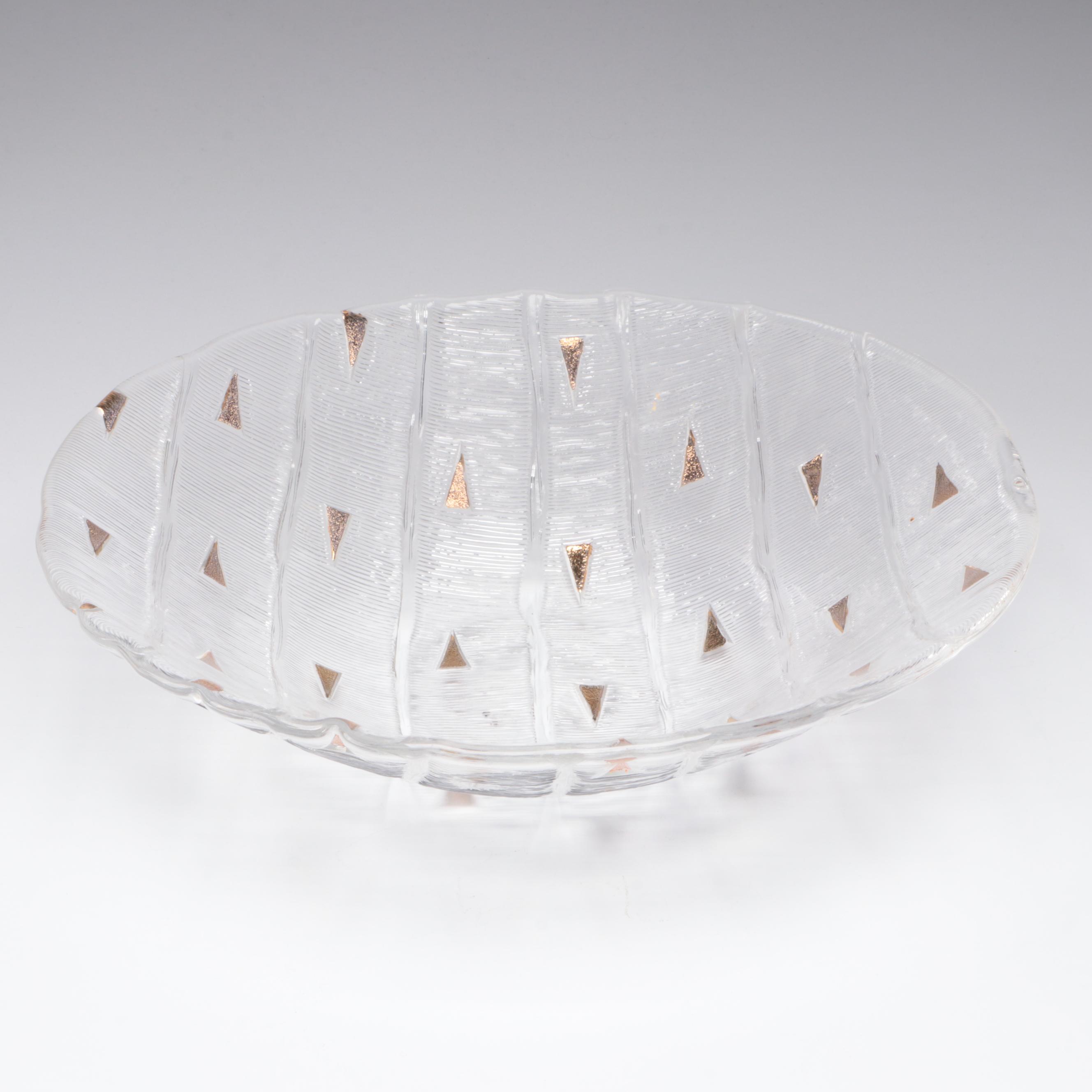 Åseda Style Blown Amethyst Glass Vases with Gilt Accented Fused Glass Bowl