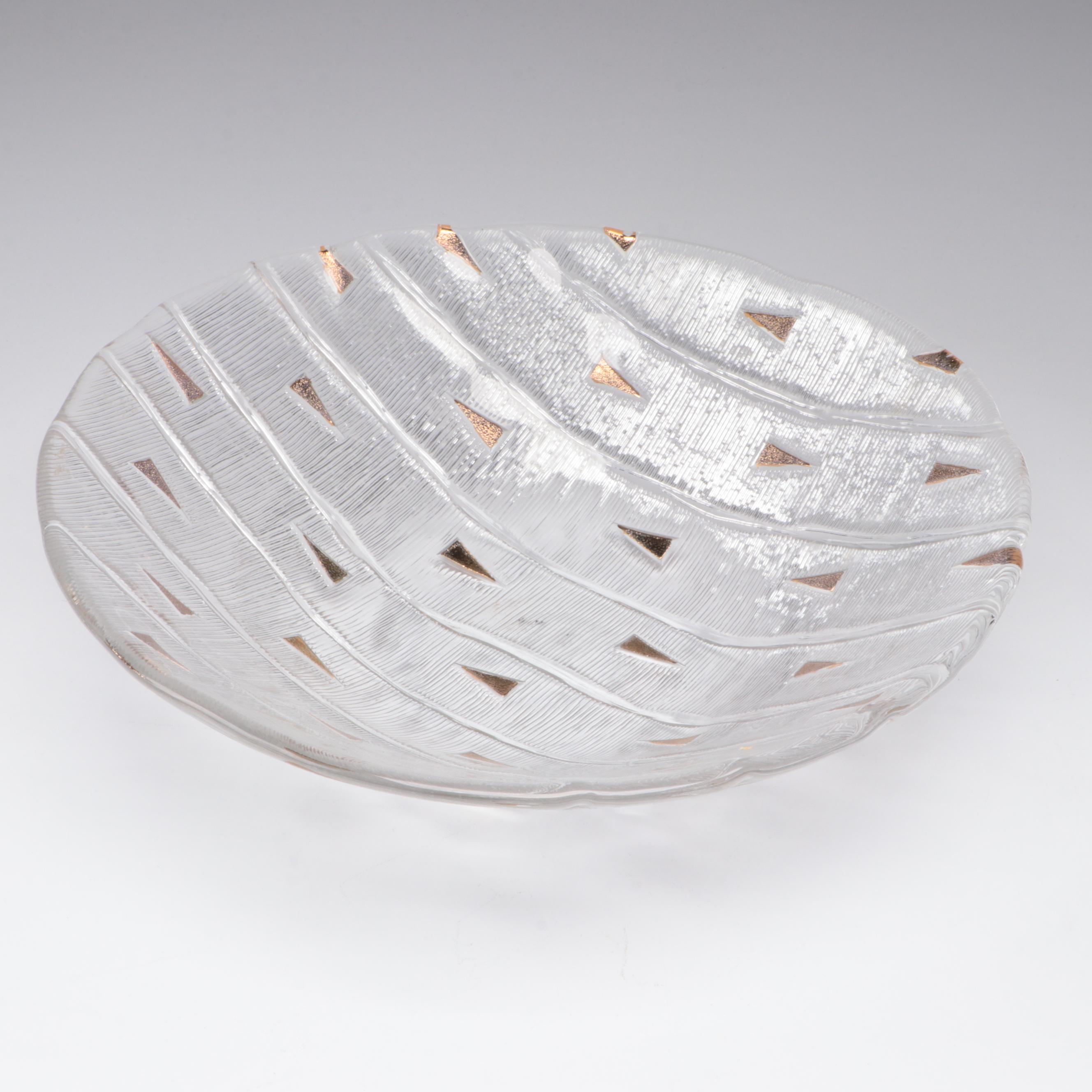 Åseda Style Blown Amethyst Glass Vases with Gilt Accented Fused Glass Bowl