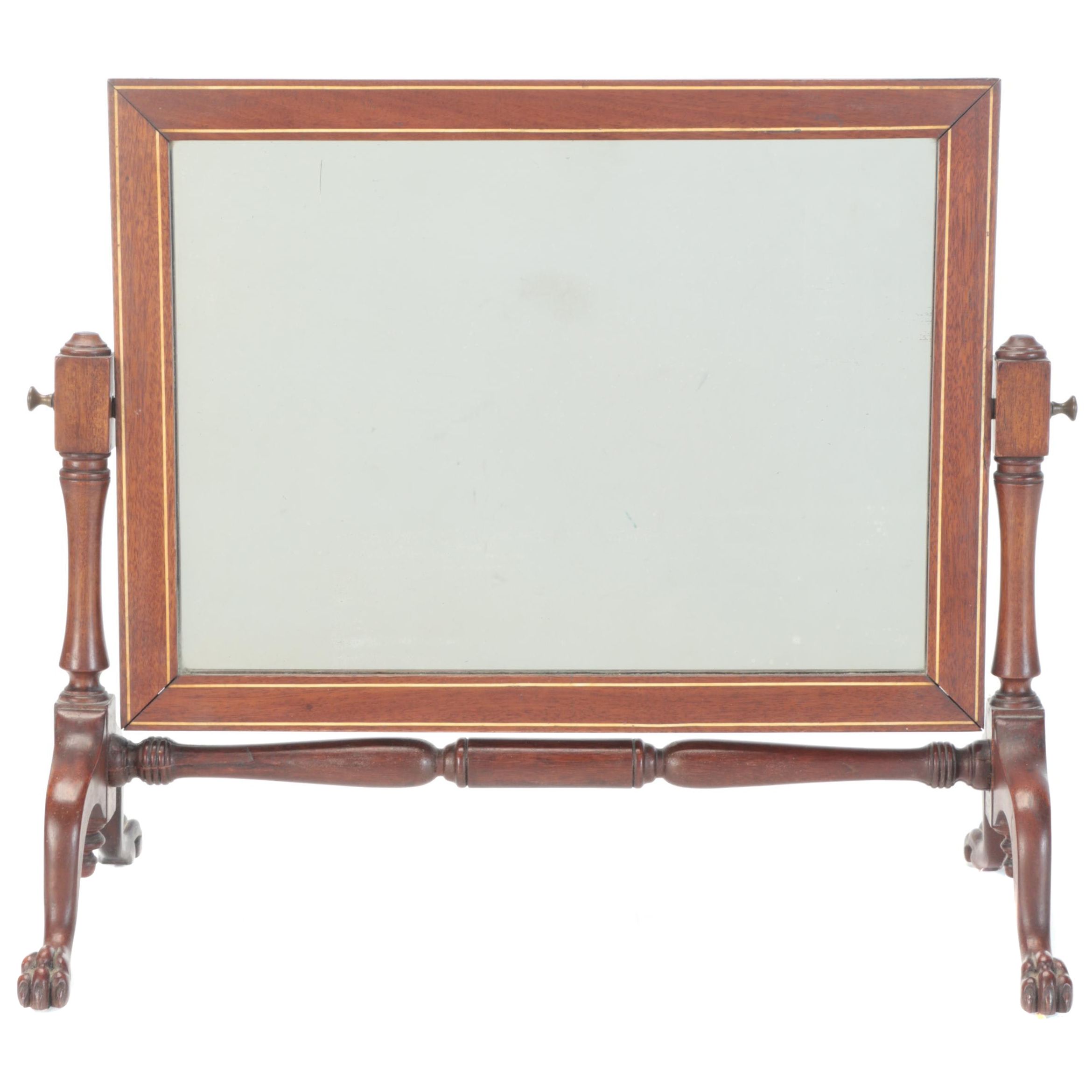 Chippendale Style String-Inlaid Mahogany Tabletop Cheval Mirror