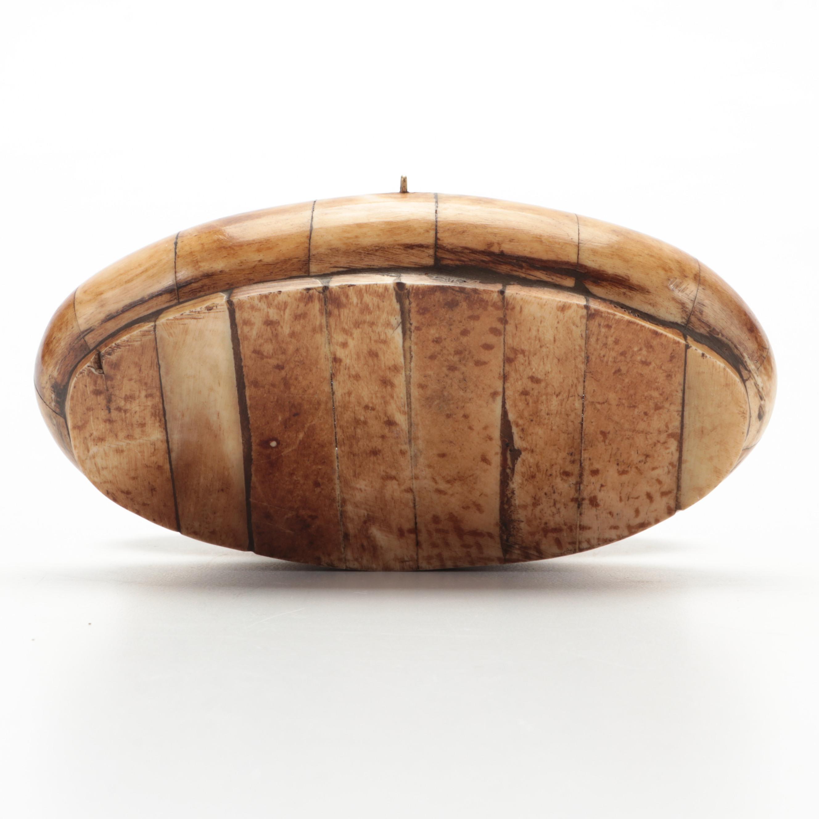 Brass Inlay Hinged Bone Decorative Box