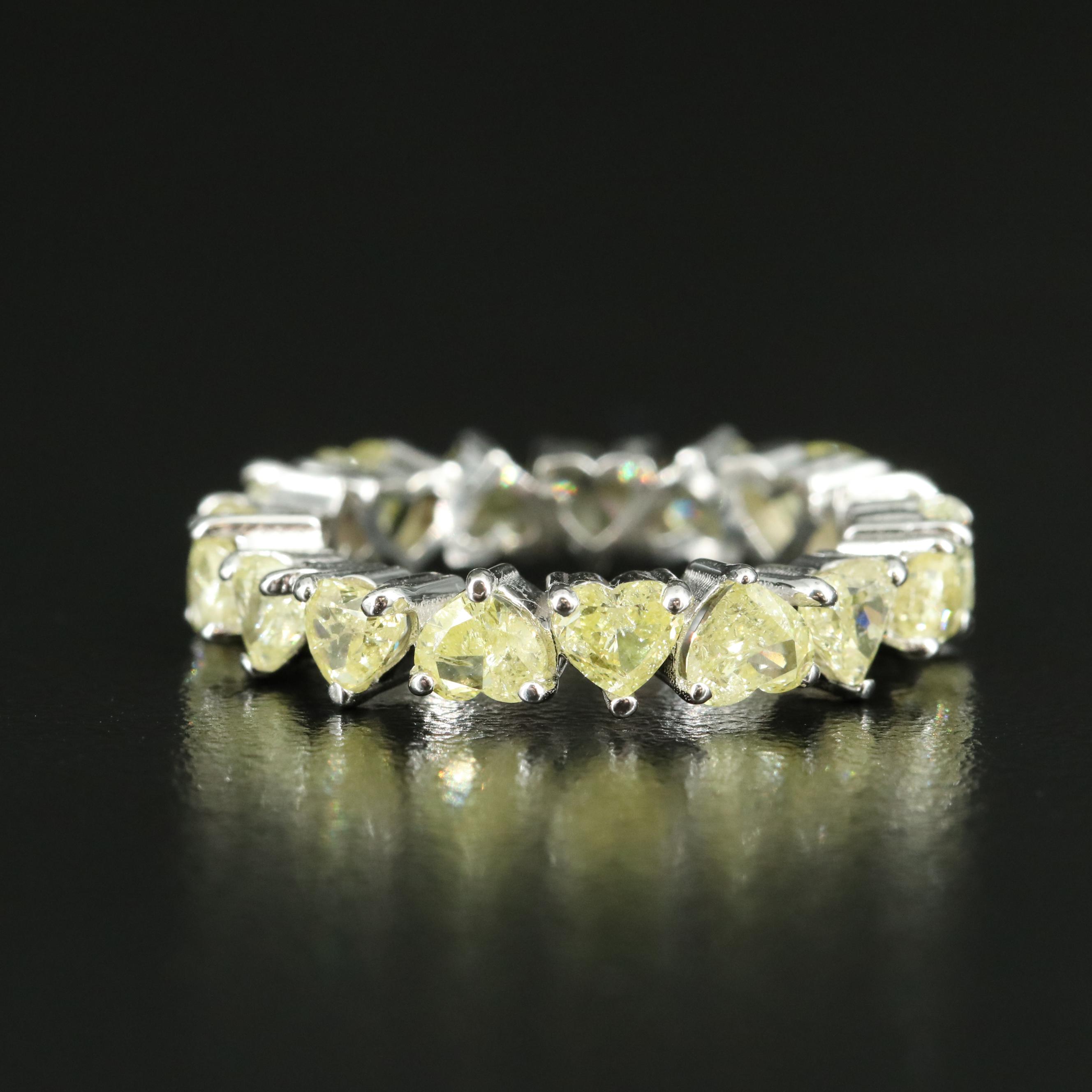 18K 4.59 CTW Diamond Heart Cut Eternity Band