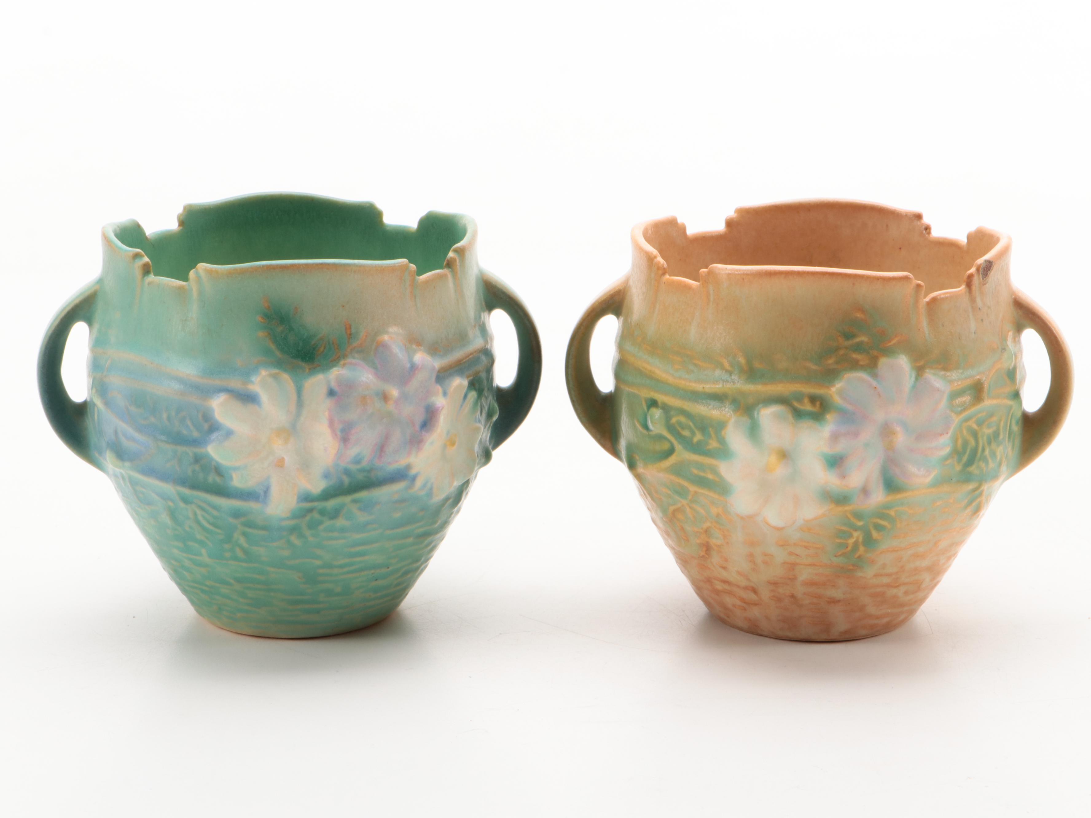 Roseville "Russco" Art Deco Vases with Roseville "Cosmos" Vases