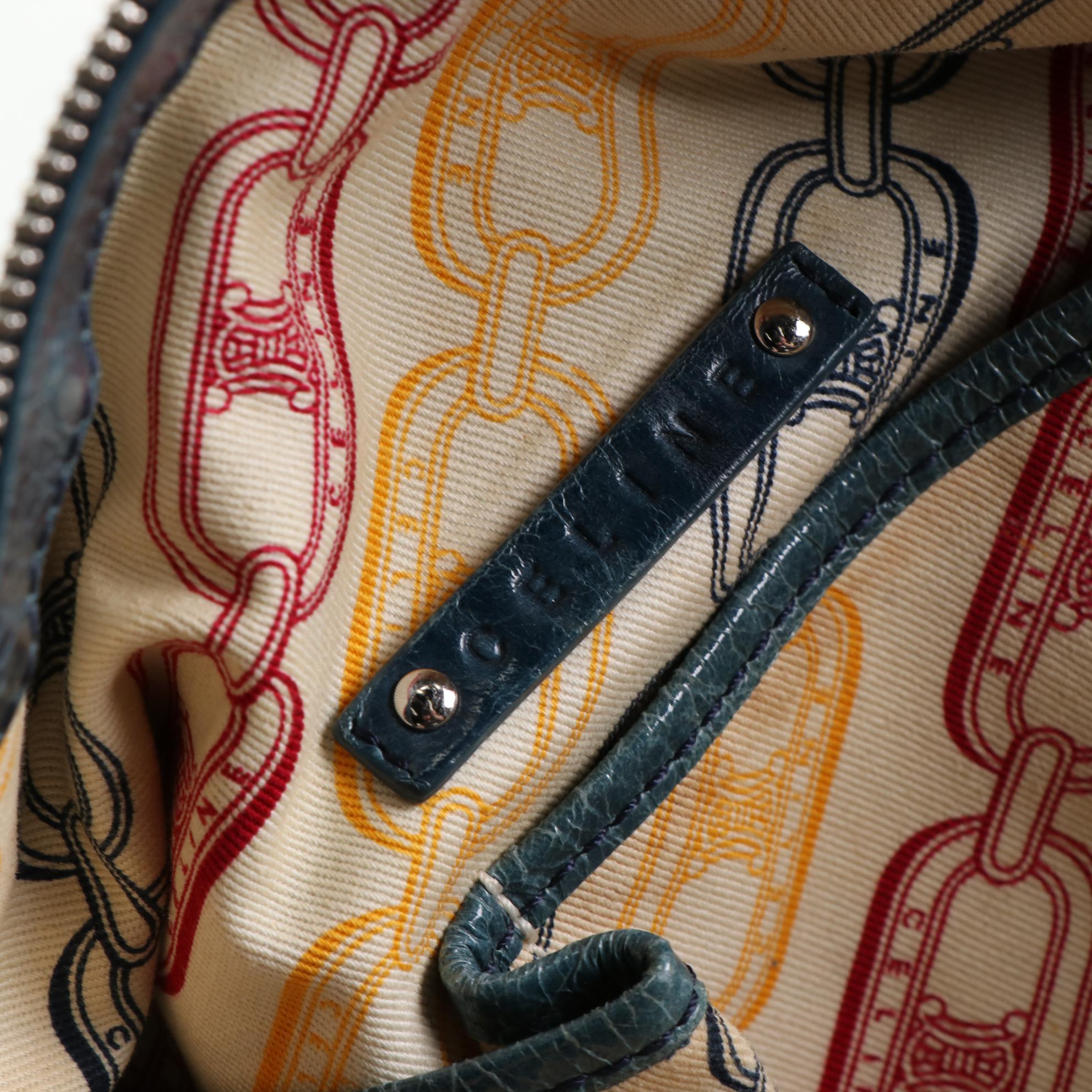 Celine Shoulder Bag in Blue Crinkled Texture Patent Leather