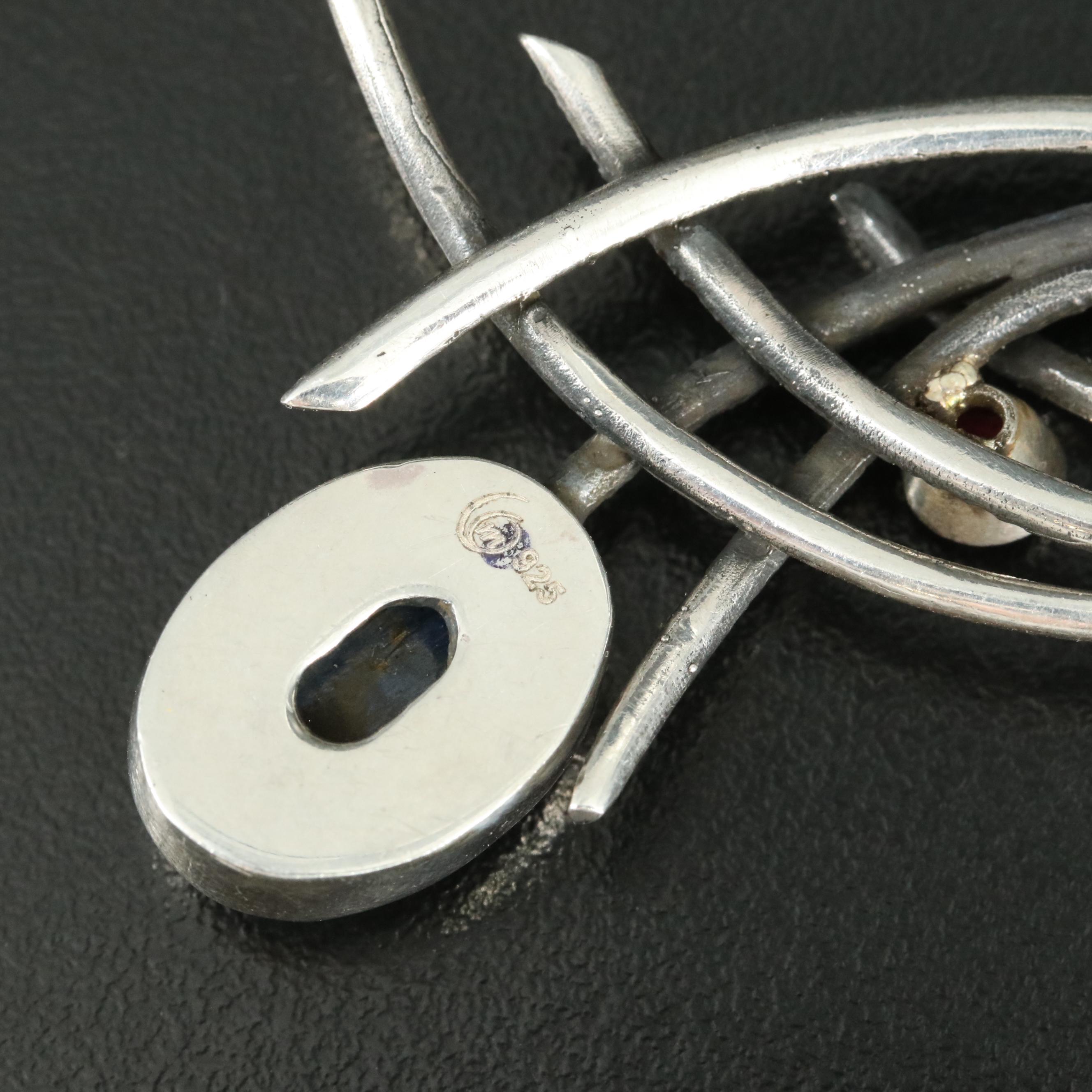 Sterling Kyanite and Tourmaline Pendant Necklace