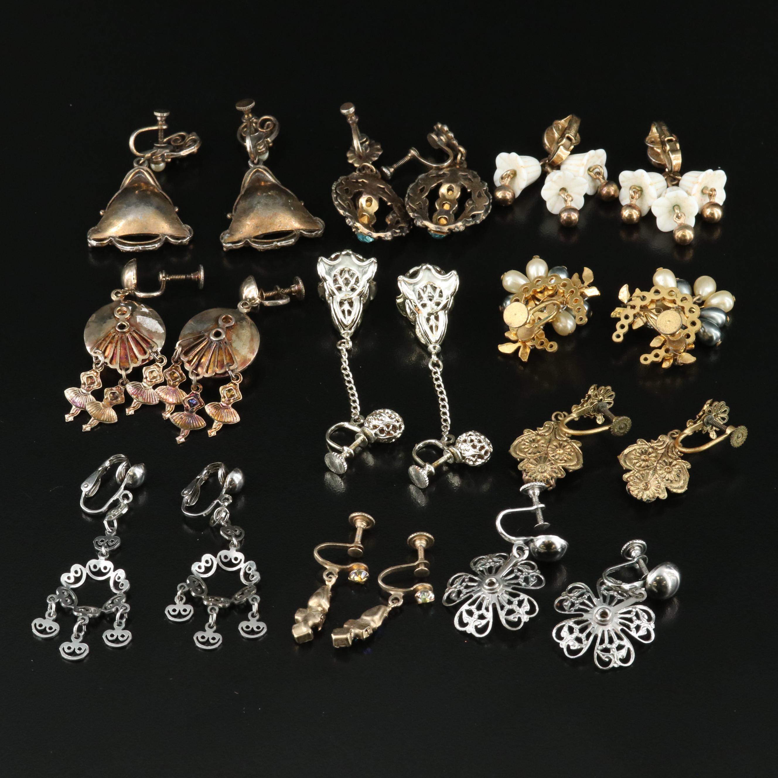 Trifari and Czech Glass Featured in Vintage Earring Grouping