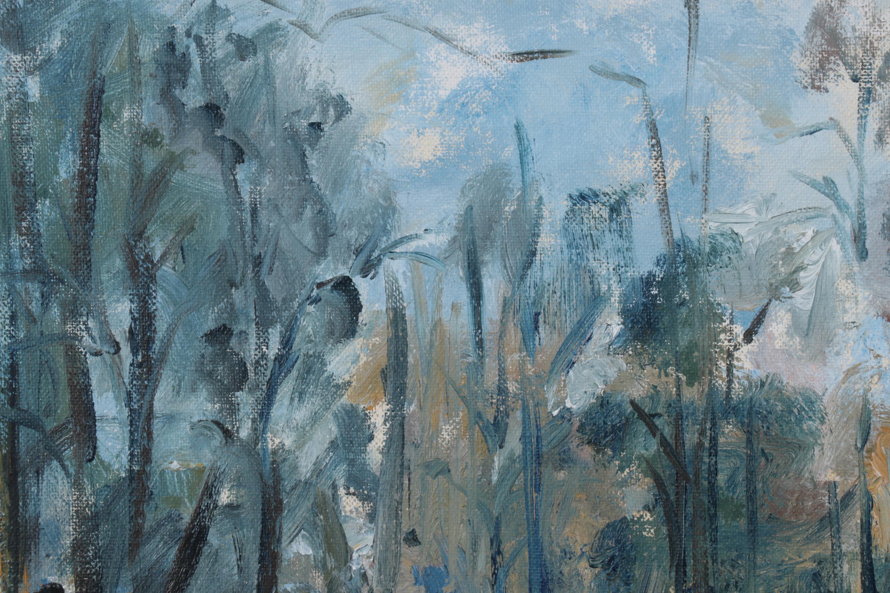 Snowbound Cottage Landscape Oil Painting, Circa 1999