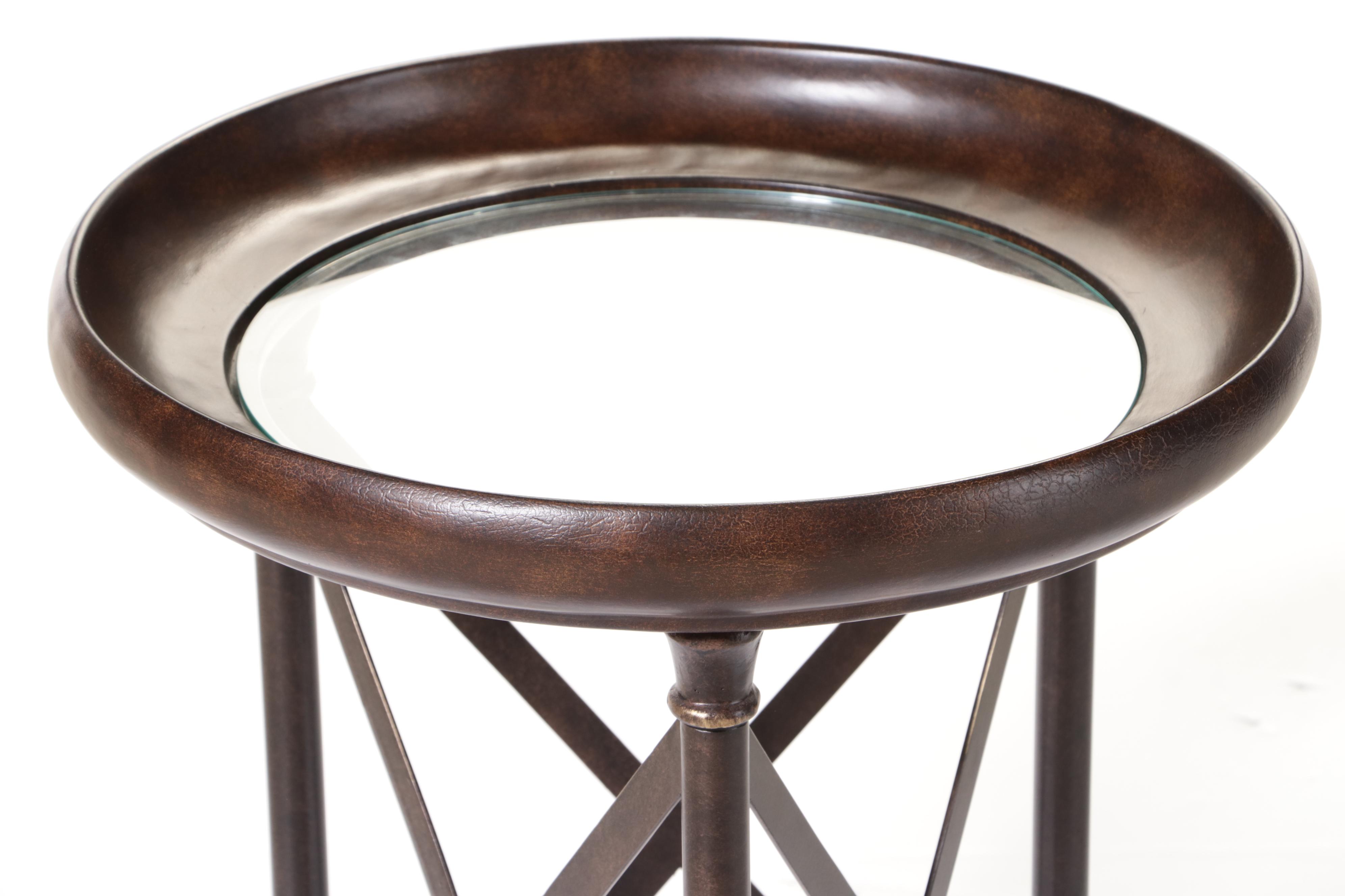 Neoclassical Style Bronzed Metal and Glass Gueridon Side Table