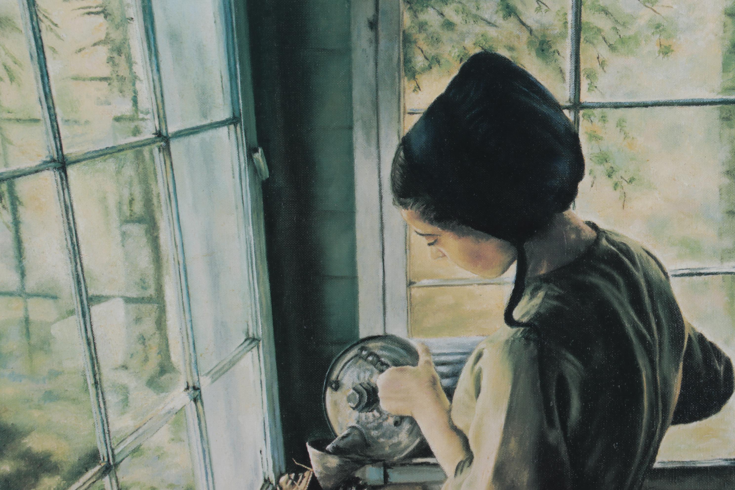 Linda Kiederer Offset Lithograph "Daily Chores," Circa 1987