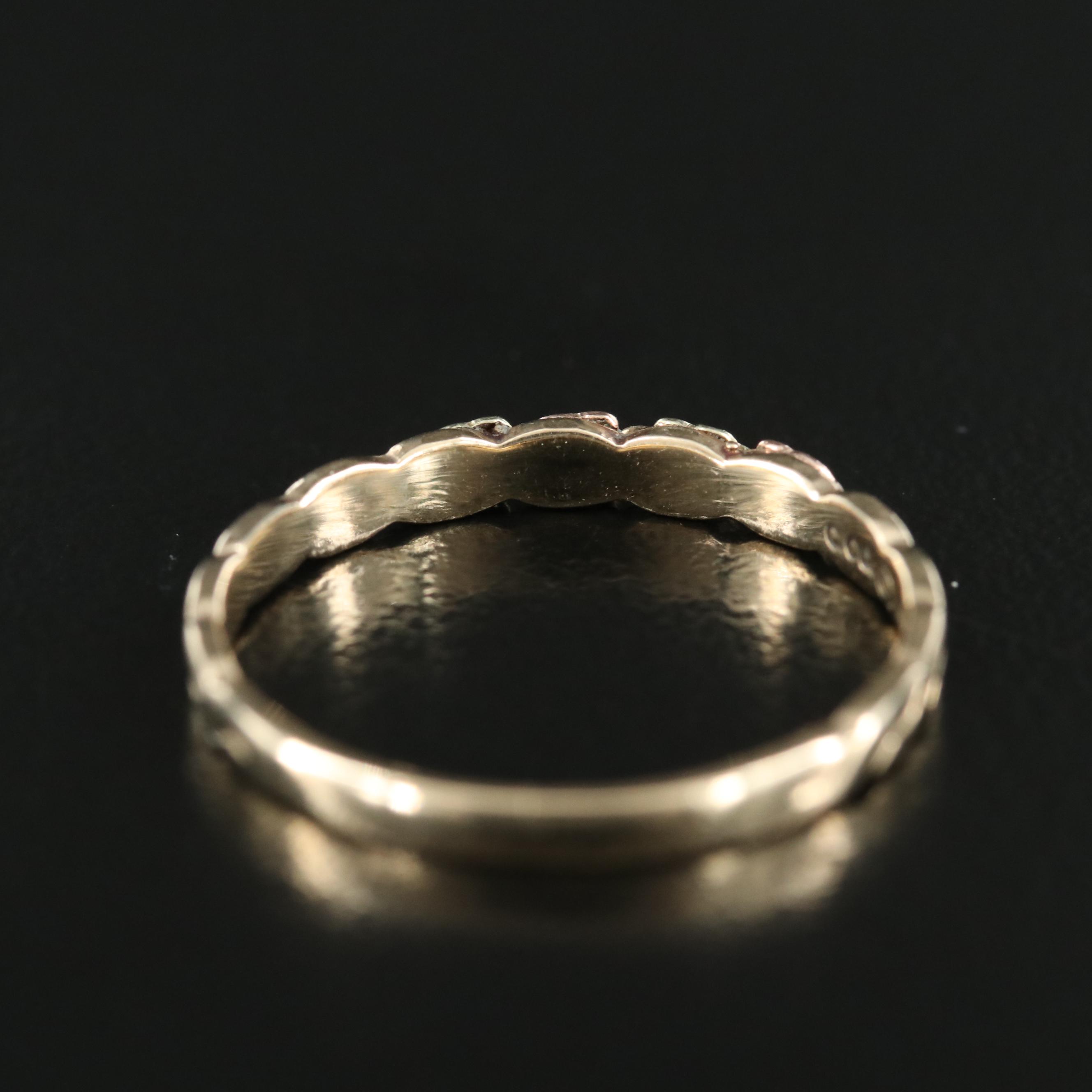 10K Tri-Color Foliate Band Including Rose and Green Gold