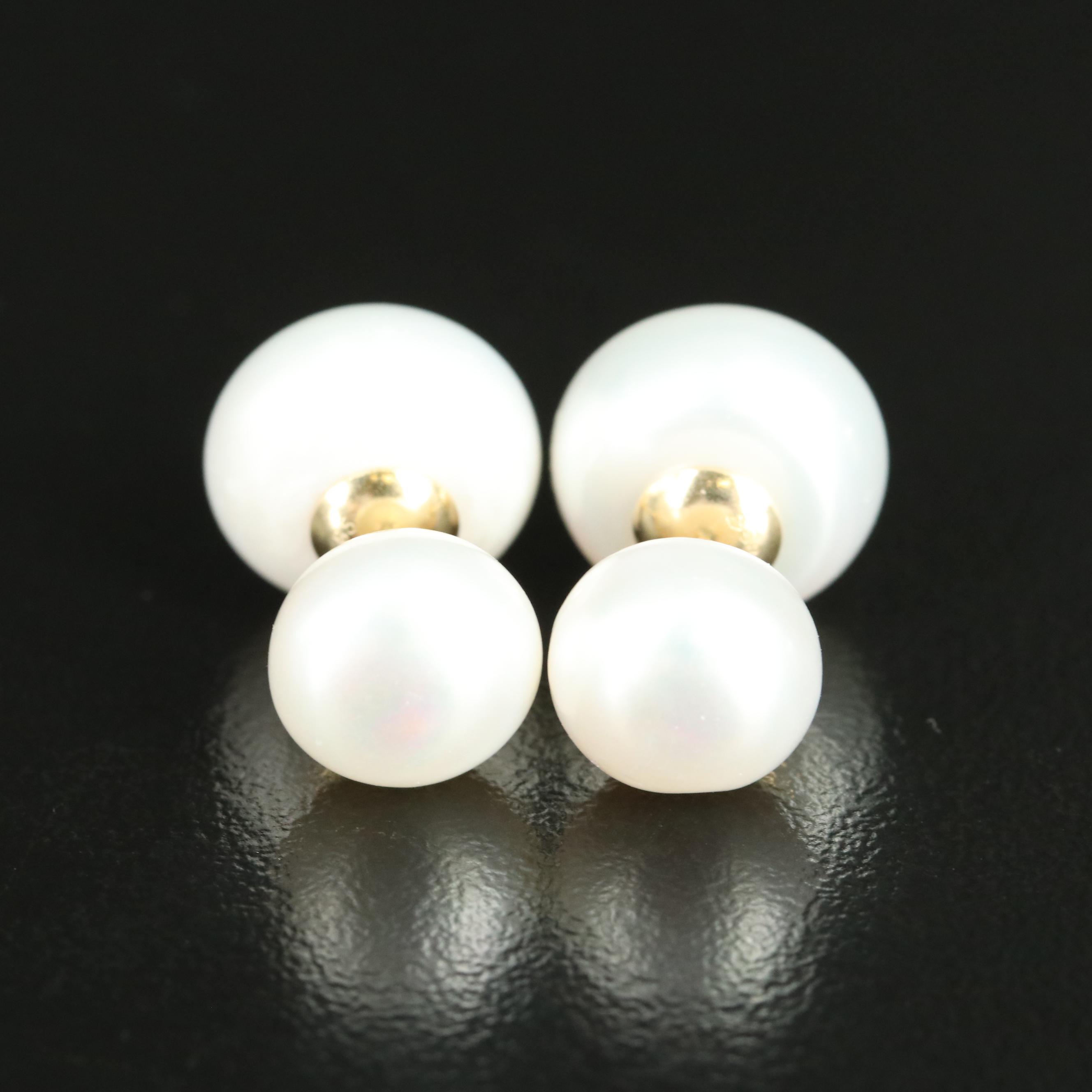 14K Pearl Front-Back Earrings