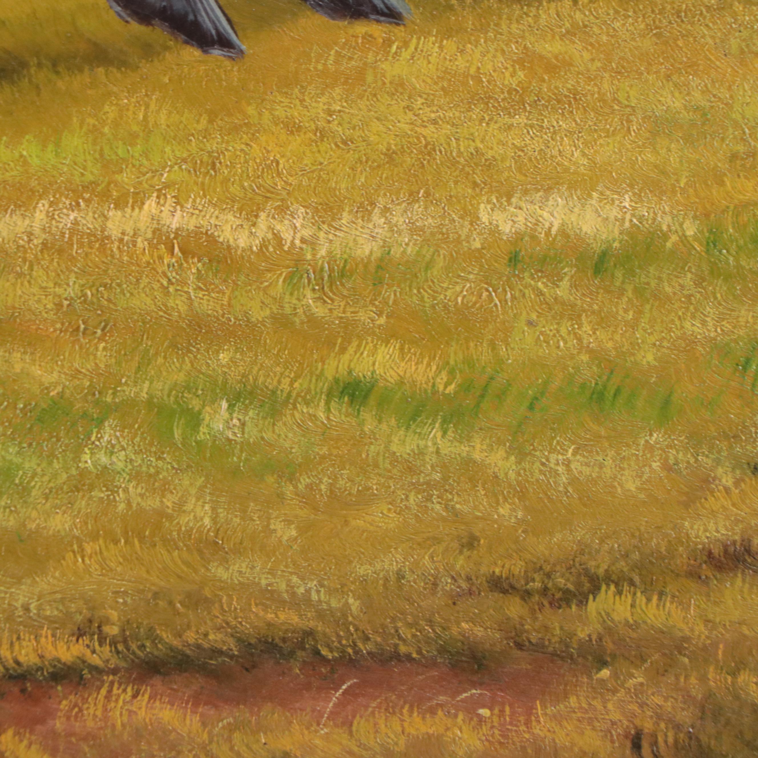 Oil Painting of Jockeys and Horses Running