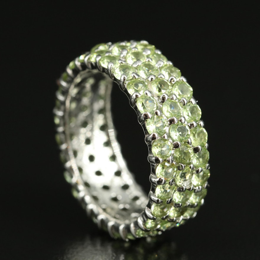 Sterling Peridot Eternity Band