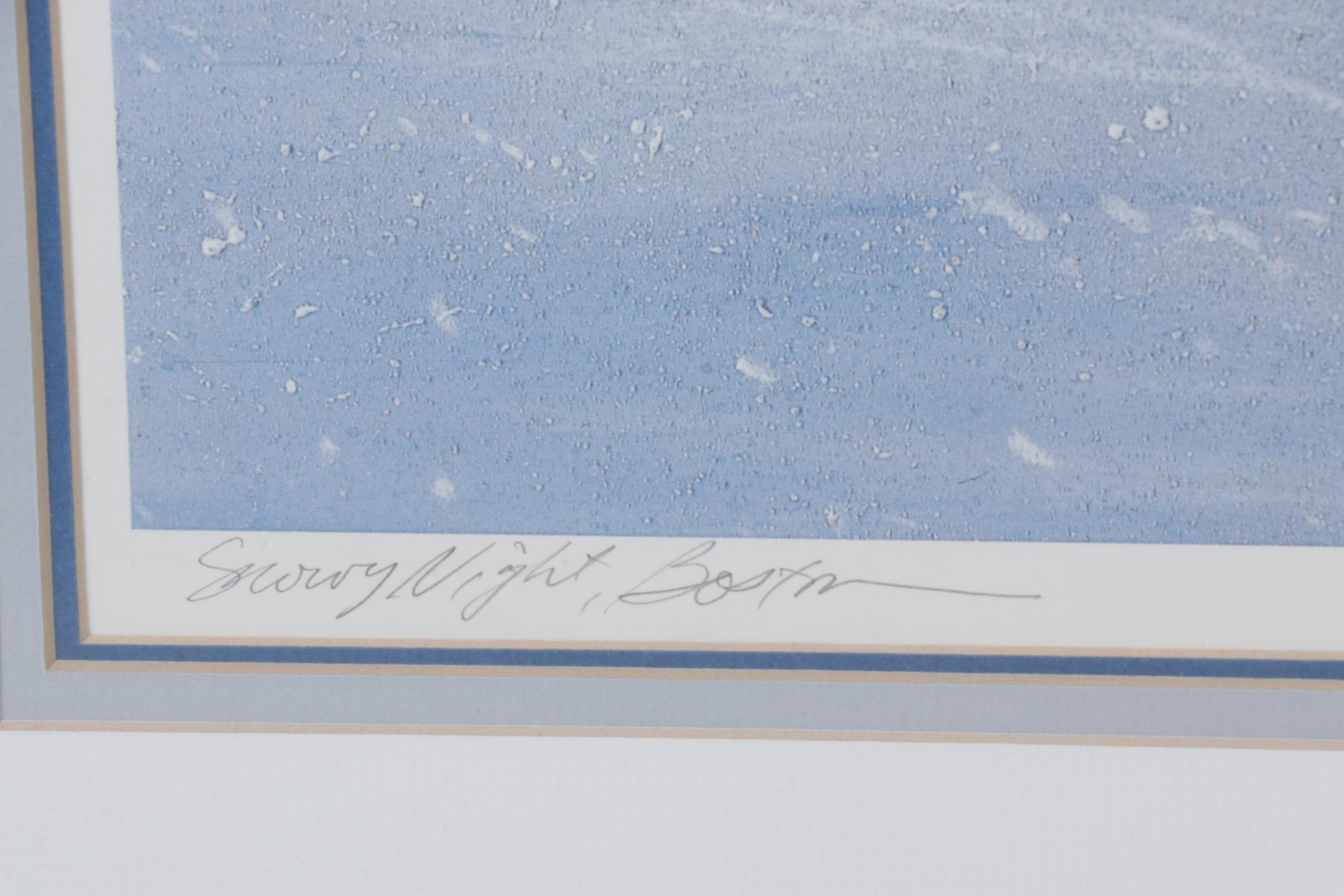 Michele Kennedy Offset Lithograph "Snowy Night, Boston," Circa 2000