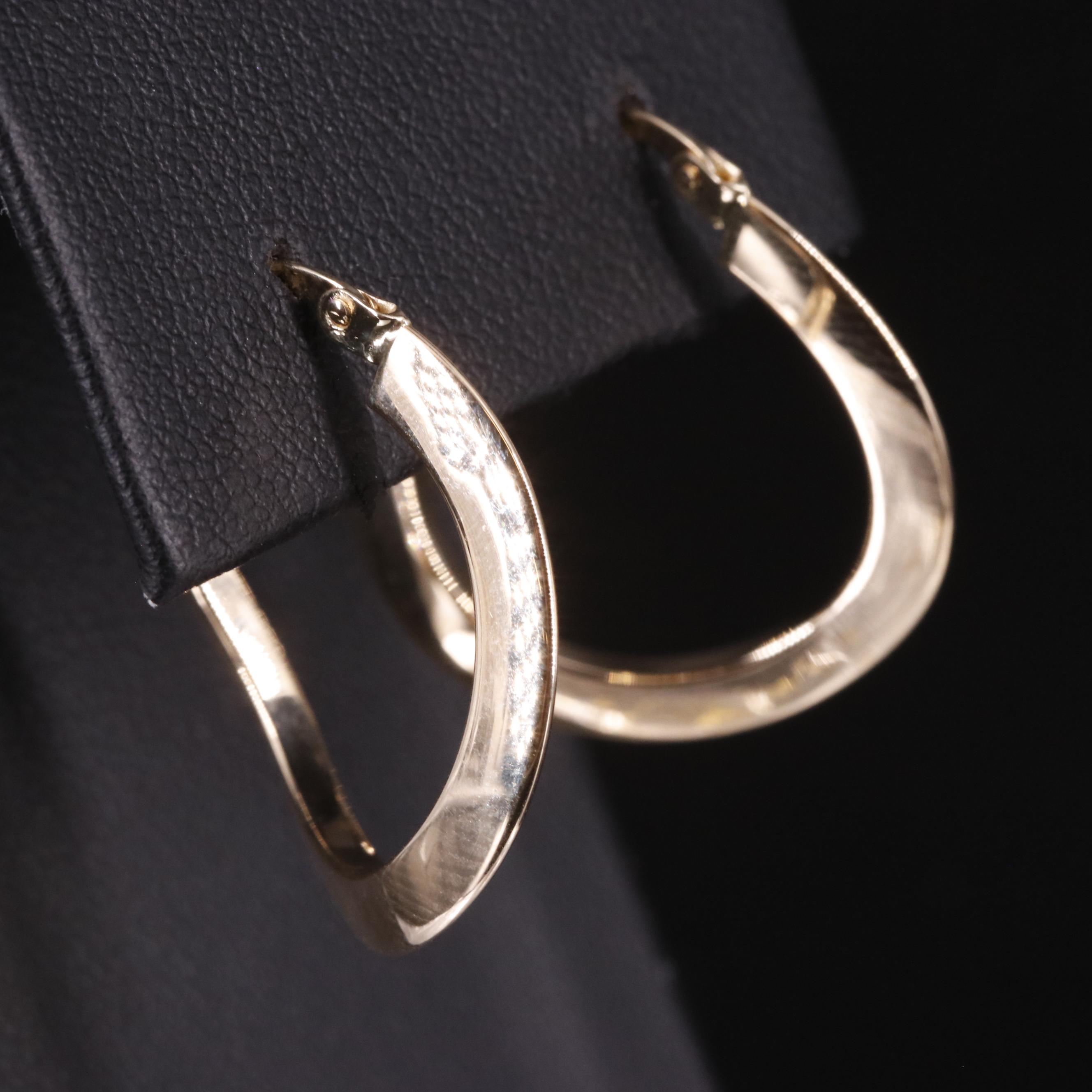 14K Twisted Knife Edge Hoop Earrings