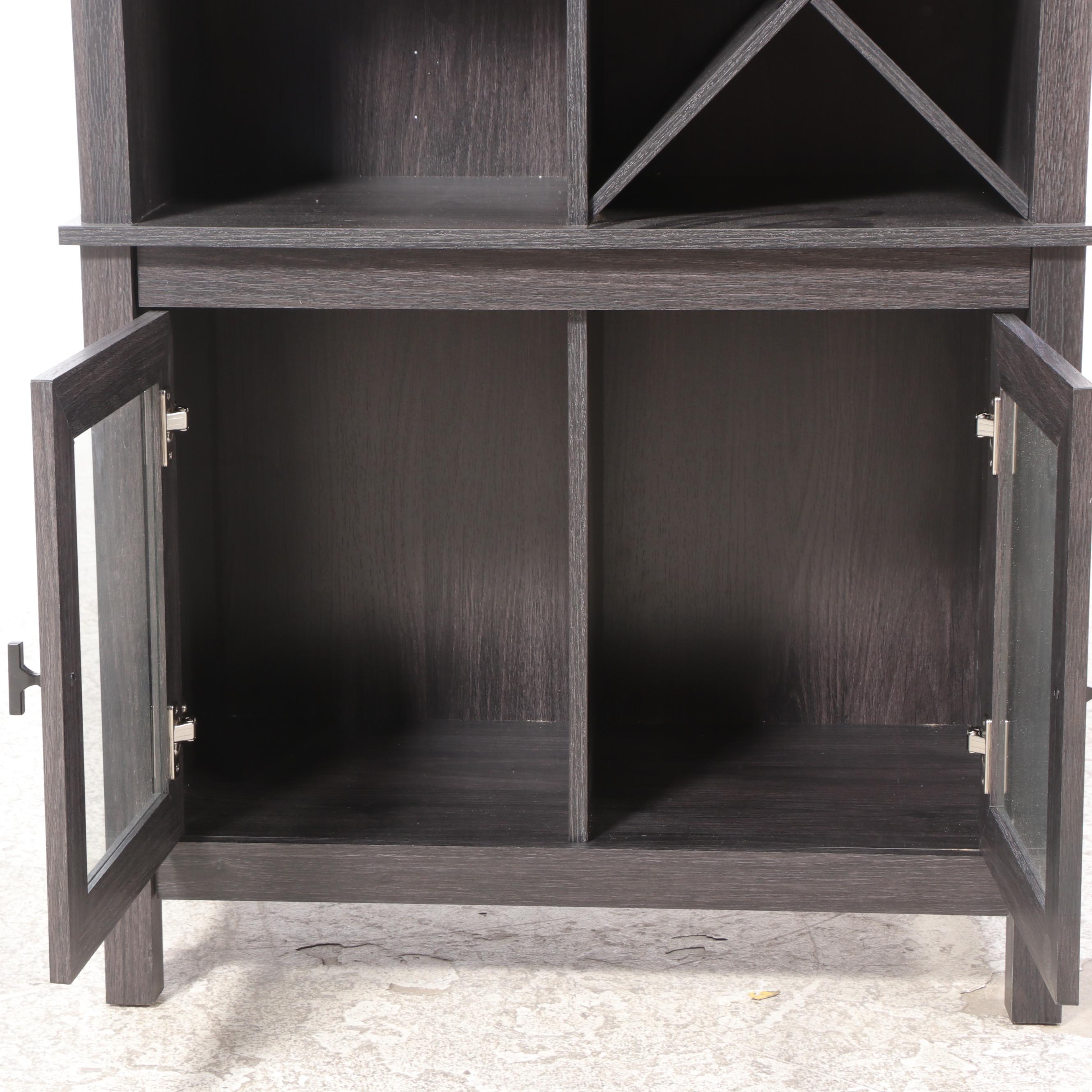 Ebonized Wooden Bar and Wine Cabinet
