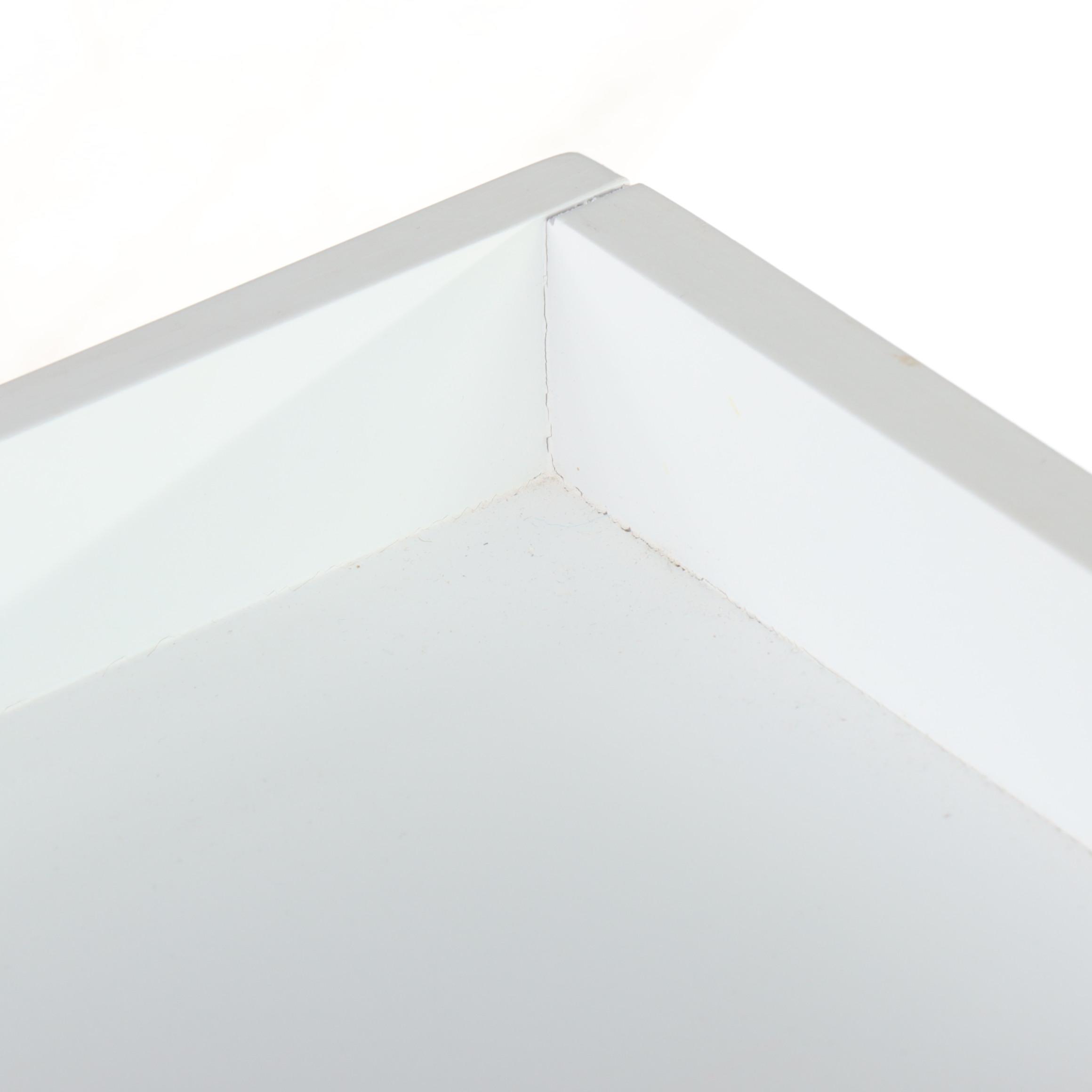 Pair of White-Painted Louvered Front Trunks with Cushion Tops