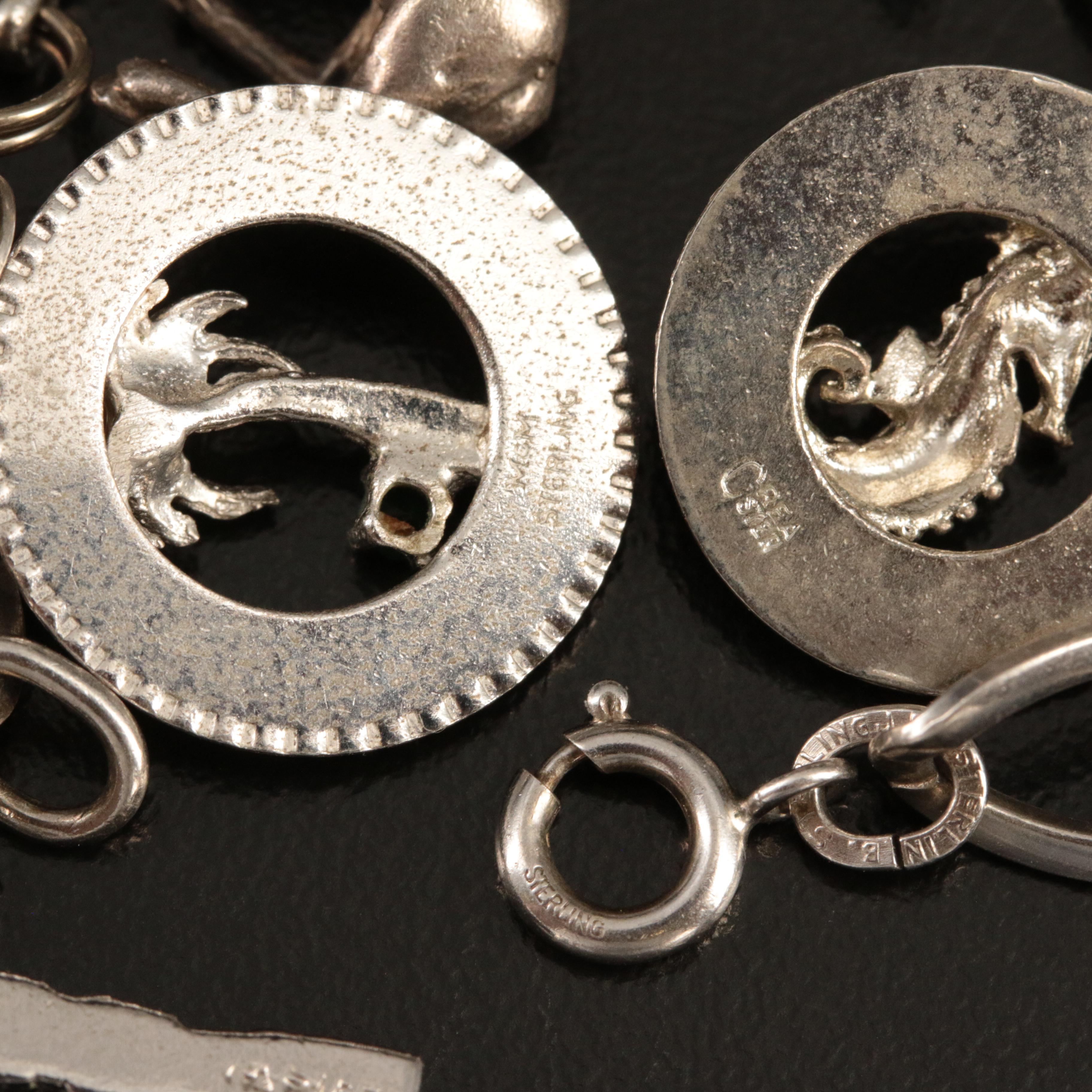 Vintage Sterling Travel and Souvenir Charm Bracelet