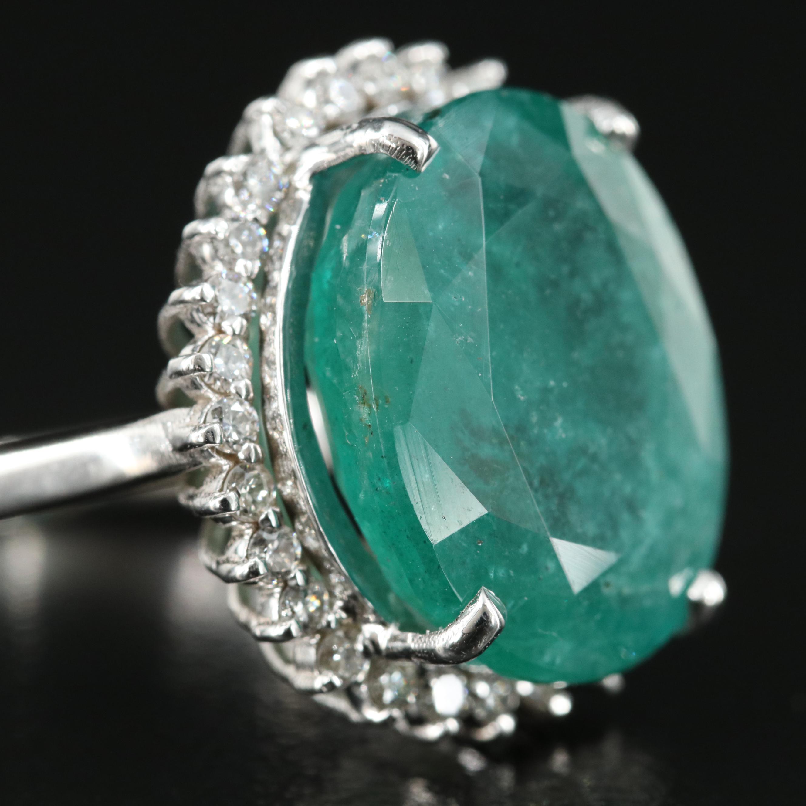 14K 9.55 CT Emerald and Diamond Ring with GIA Report
