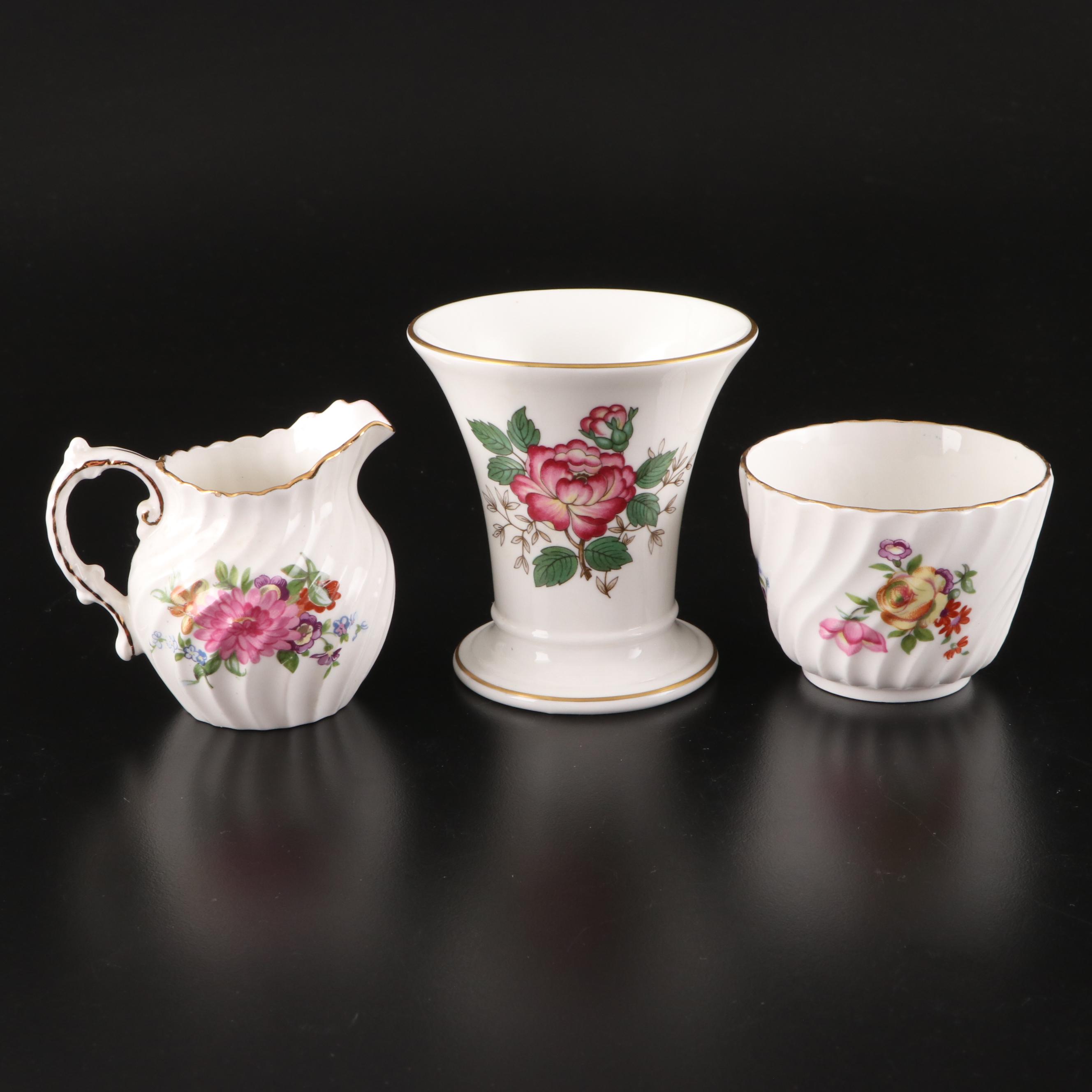 Wedgwood "Wildflower" and Other Ceramic Demitasse Cups, Teacups and Saucers