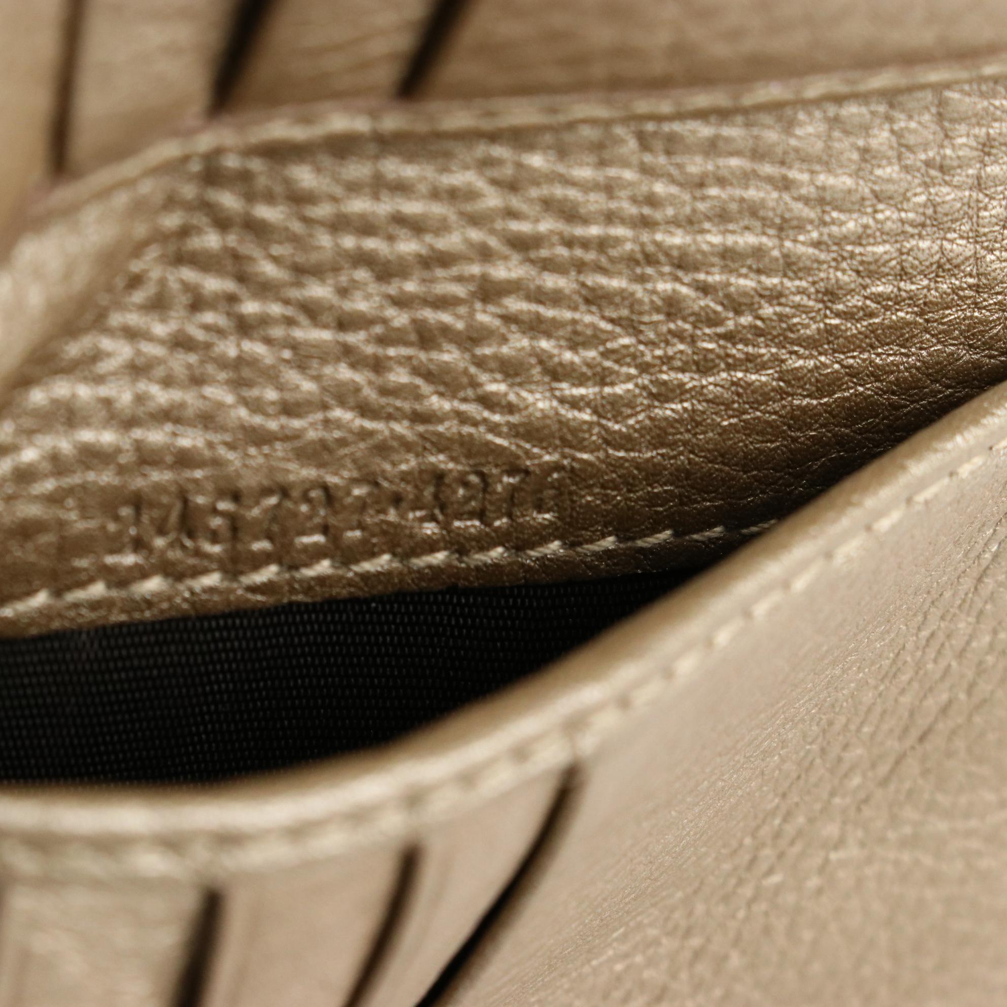 Gucci French Wallet in Metallic Gold Leather with Interlocking GG Heart Emblem