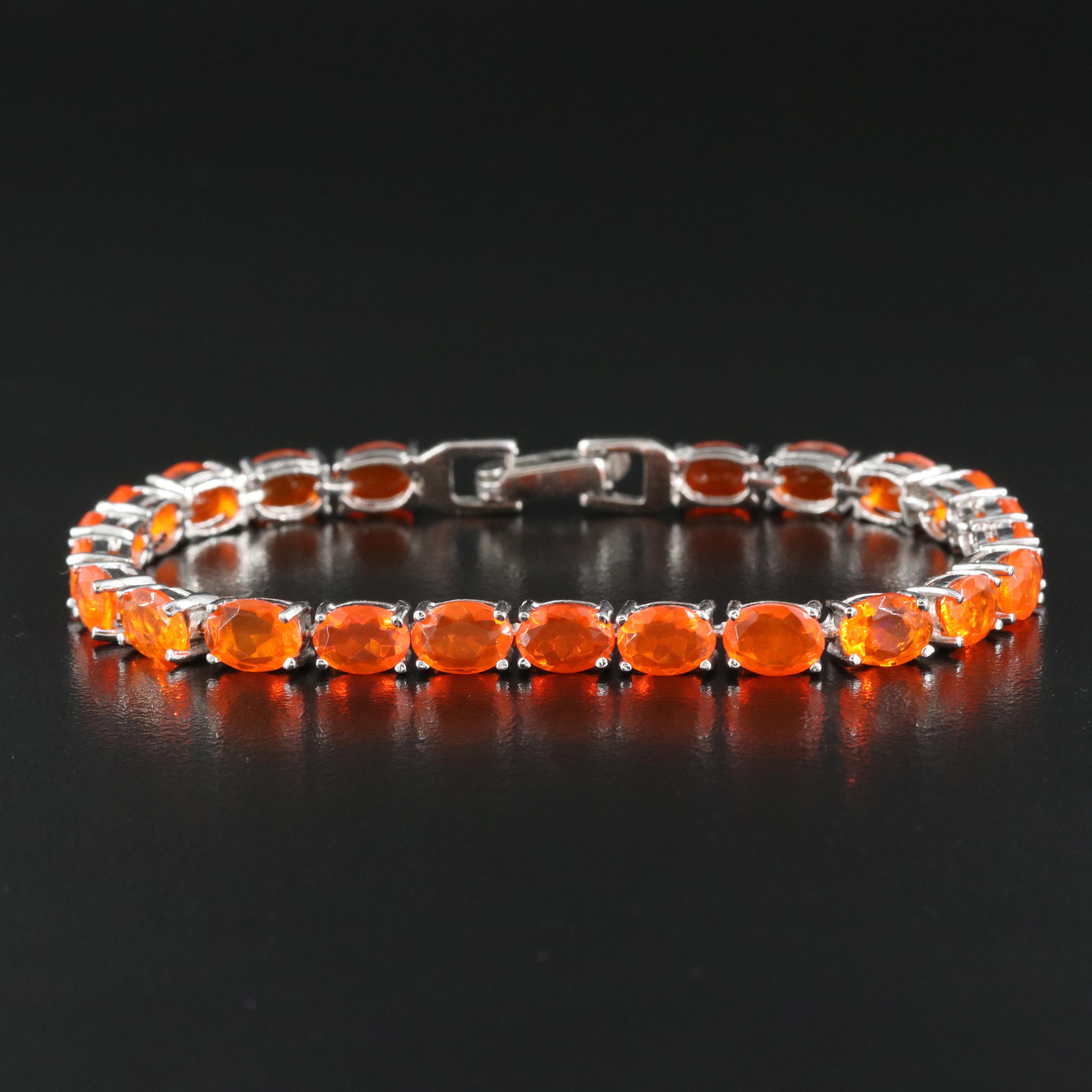Sterling Fire Opal Bracelet